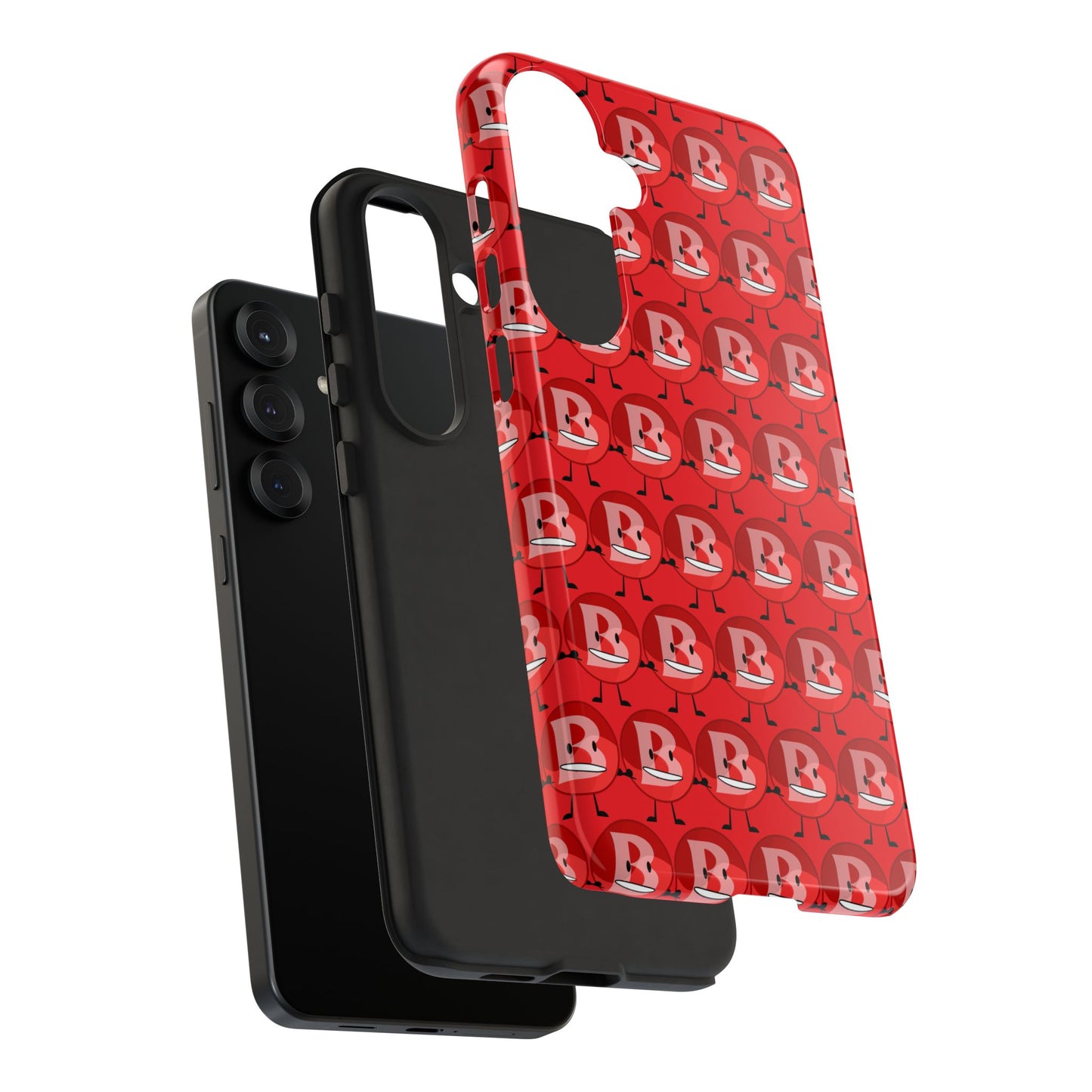 Red Patterned ‘B’ Tough Phone Case — Protective Slim Case with Cute Repeating Initial Design