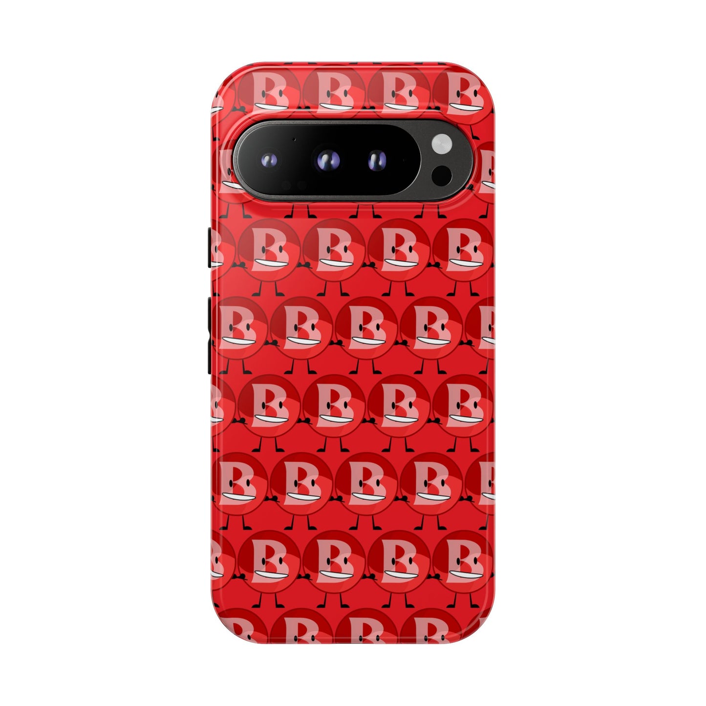 Red Patterned ‘B’ Tough Phone Case — Protective Slim Case with Cute Repeating Initial Design