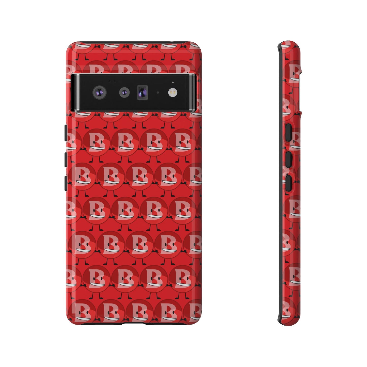 Red Patterned ‘B’ Tough Phone Case — Protective Slim Case with Cute Repeating Initial Design