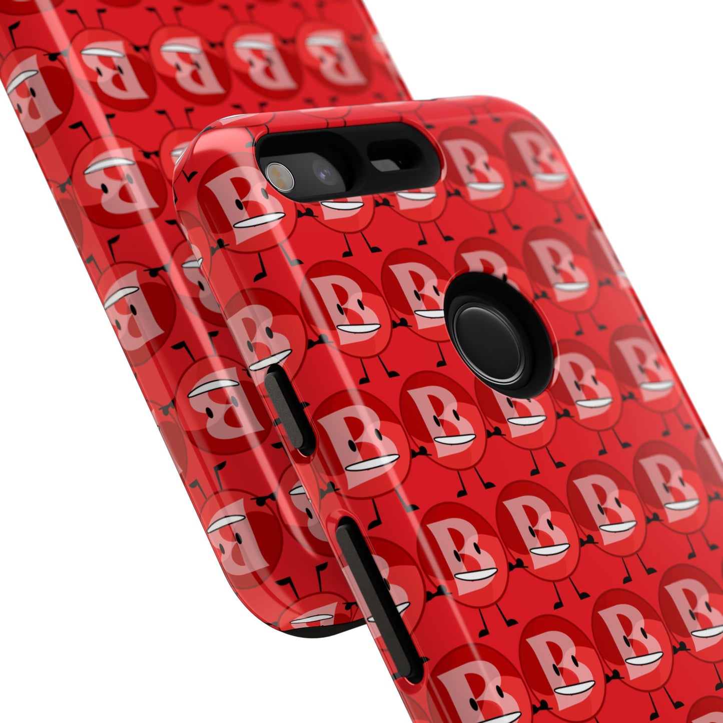 Red Patterned ‘B’ Tough Phone Case — Protective Slim Case with Cute Repeating Initial Design