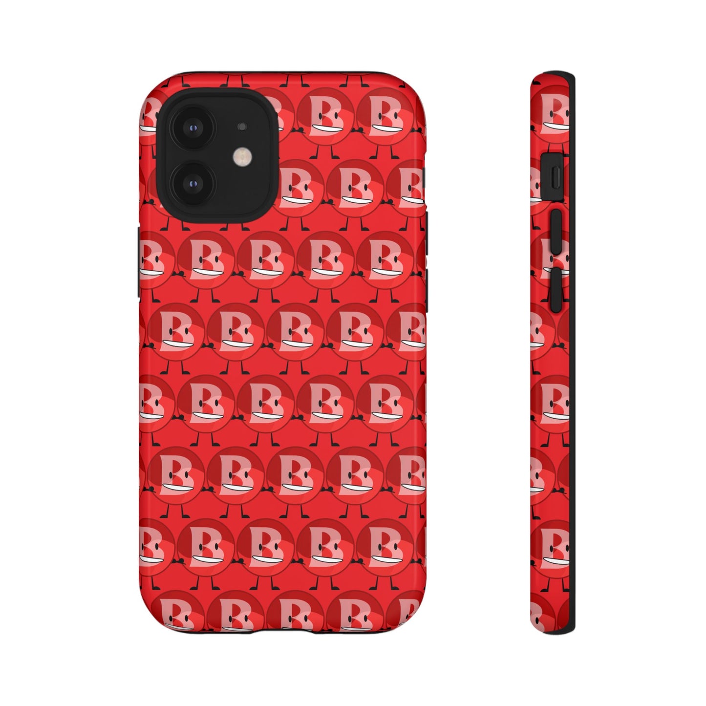 Red Patterned ‘B’ Tough Phone Case — Protective Slim Case with Cute Repeating Initial Design