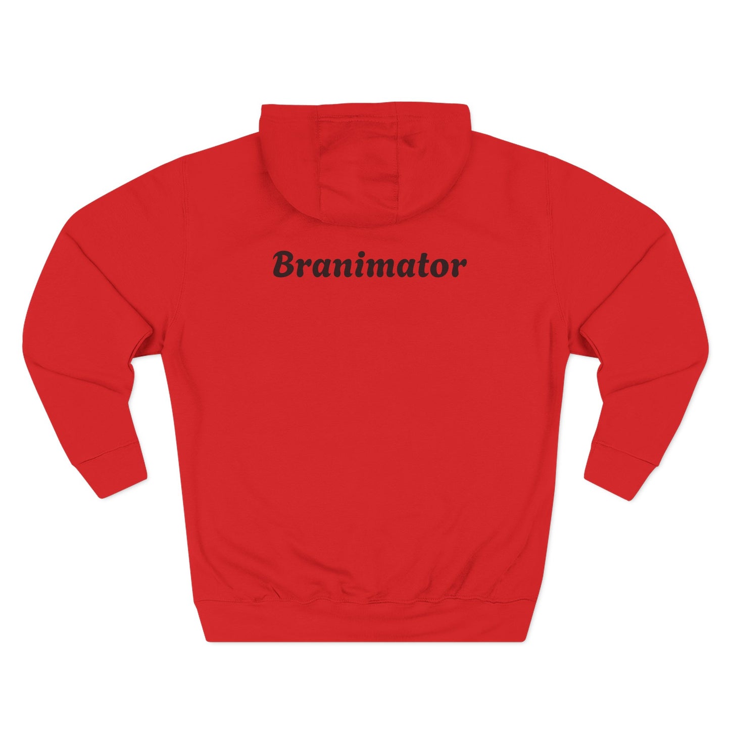 Funny Red Button Character Hoodie – "Branimator" Graphic Fleece Pullover