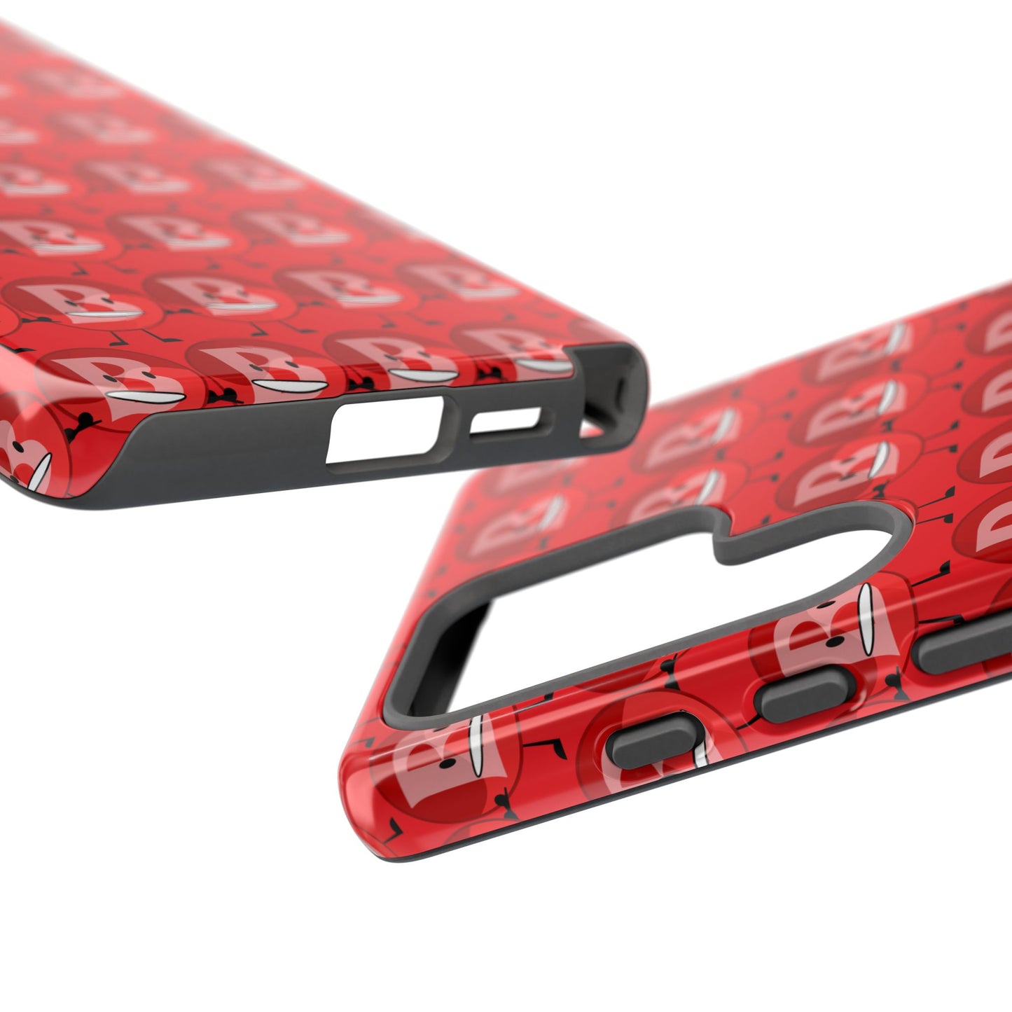 Red Patterned ‘B’ Tough Phone Case — Protective Slim Case with Cute Repeating Initial Design