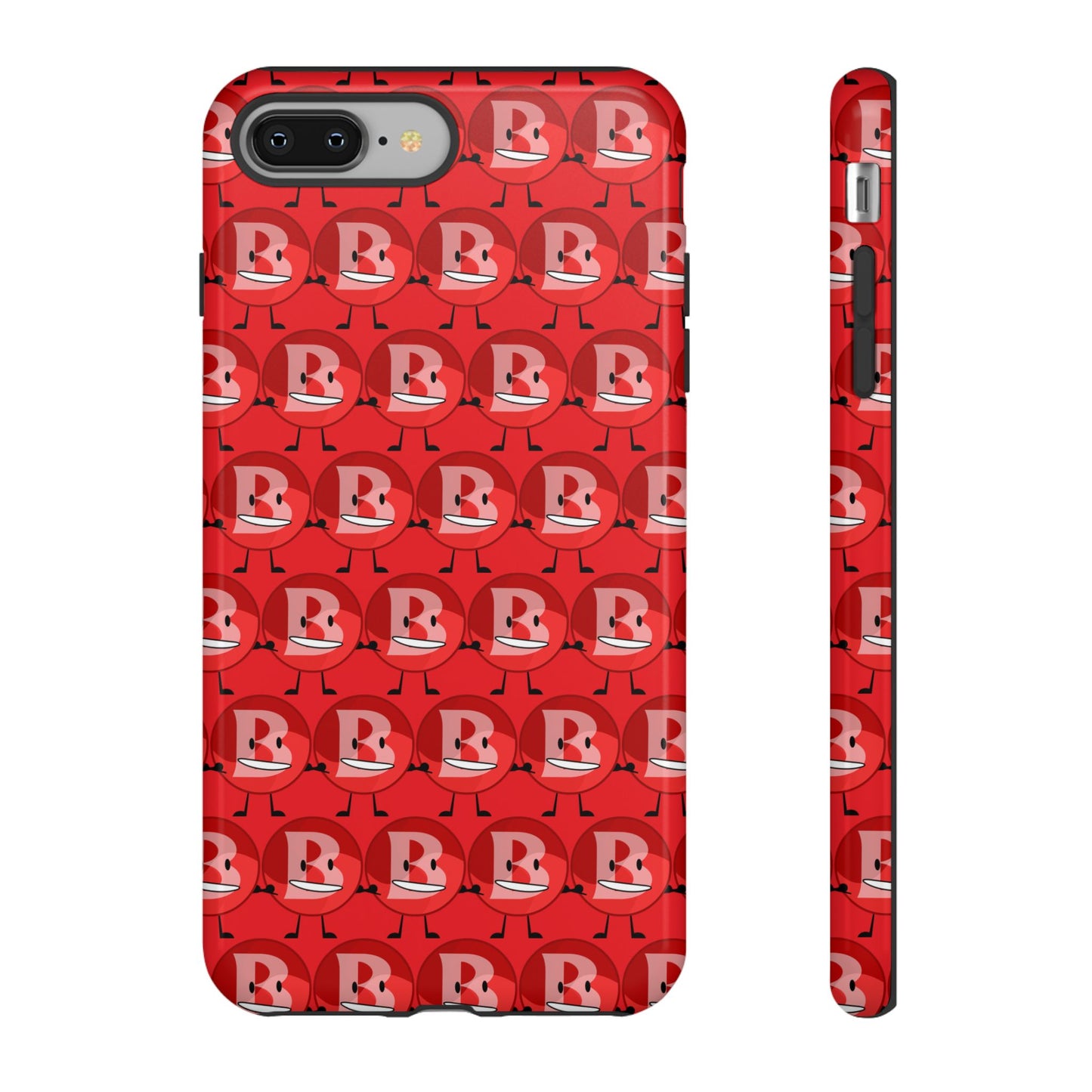 Red Patterned ‘B’ Tough Phone Case — Protective Slim Case with Cute Repeating Initial Design