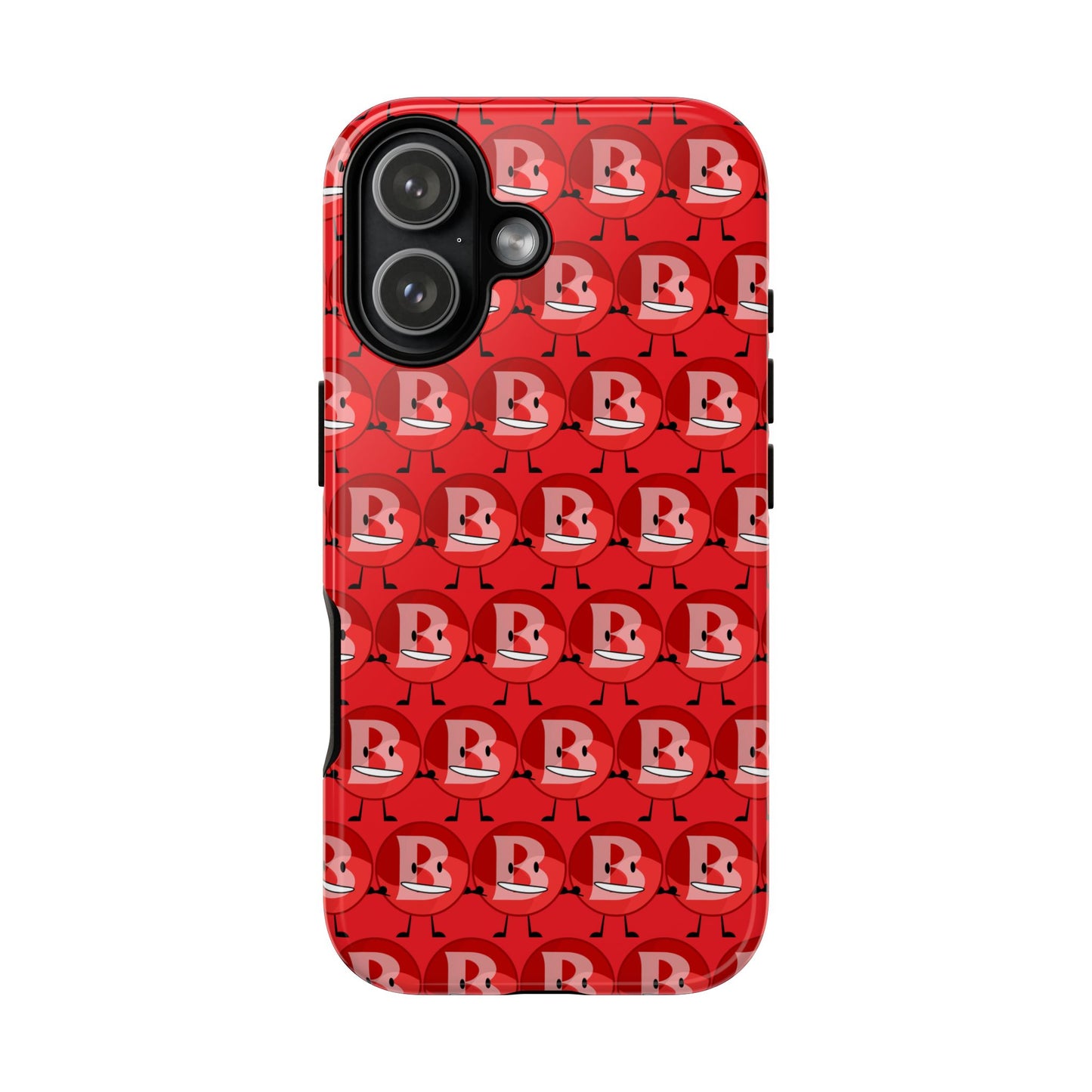 Red Patterned ‘B’ Tough Phone Case — Protective Slim Case with Cute Repeating Initial Design