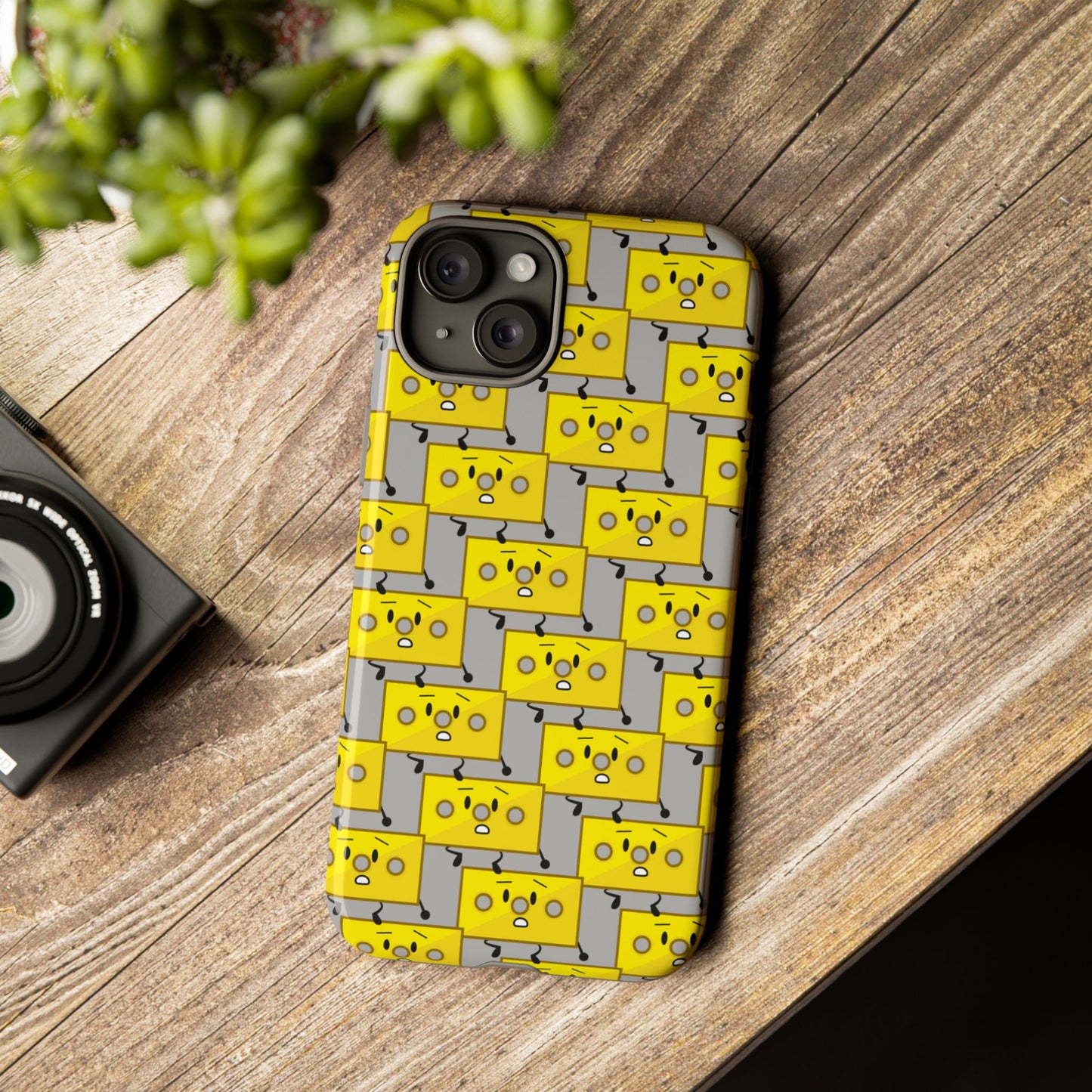 Cute Yellow Brick Pattern Phone Case — Cute Face Cartoon Protective iPhone Cover