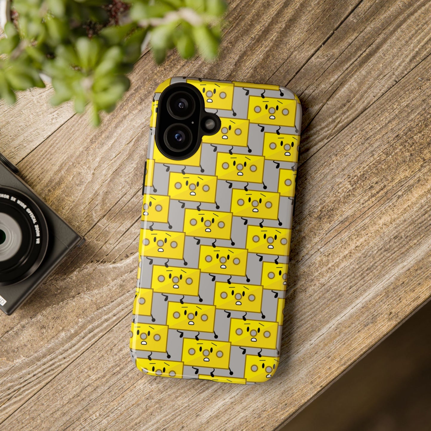 Cute Yellow Brick Pattern Phone Case — Cute Face Cartoon Protective iPhone Cover