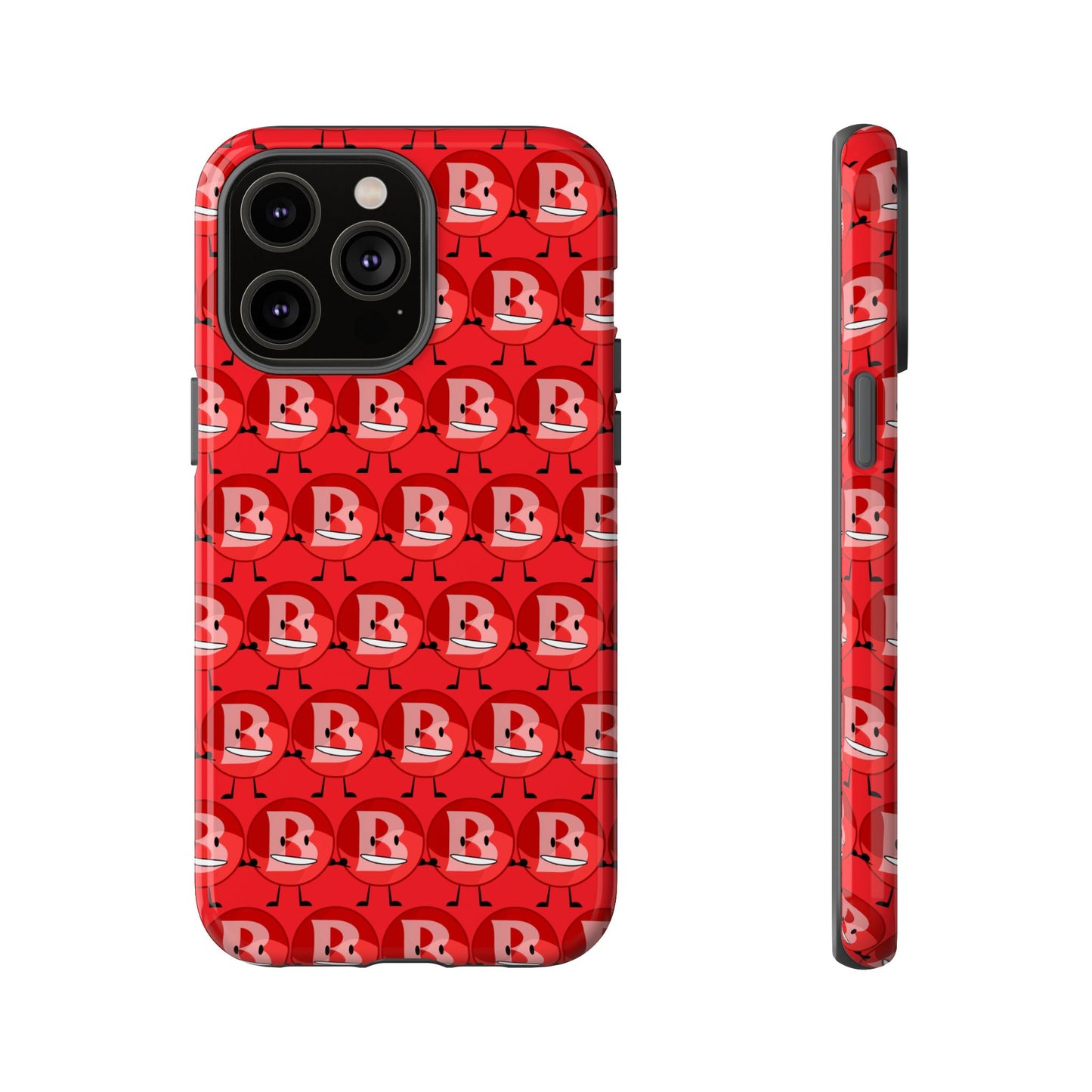 Red Patterned ‘B’ Tough Phone Case — Protective Slim Case with Cute Repeating Initial Design