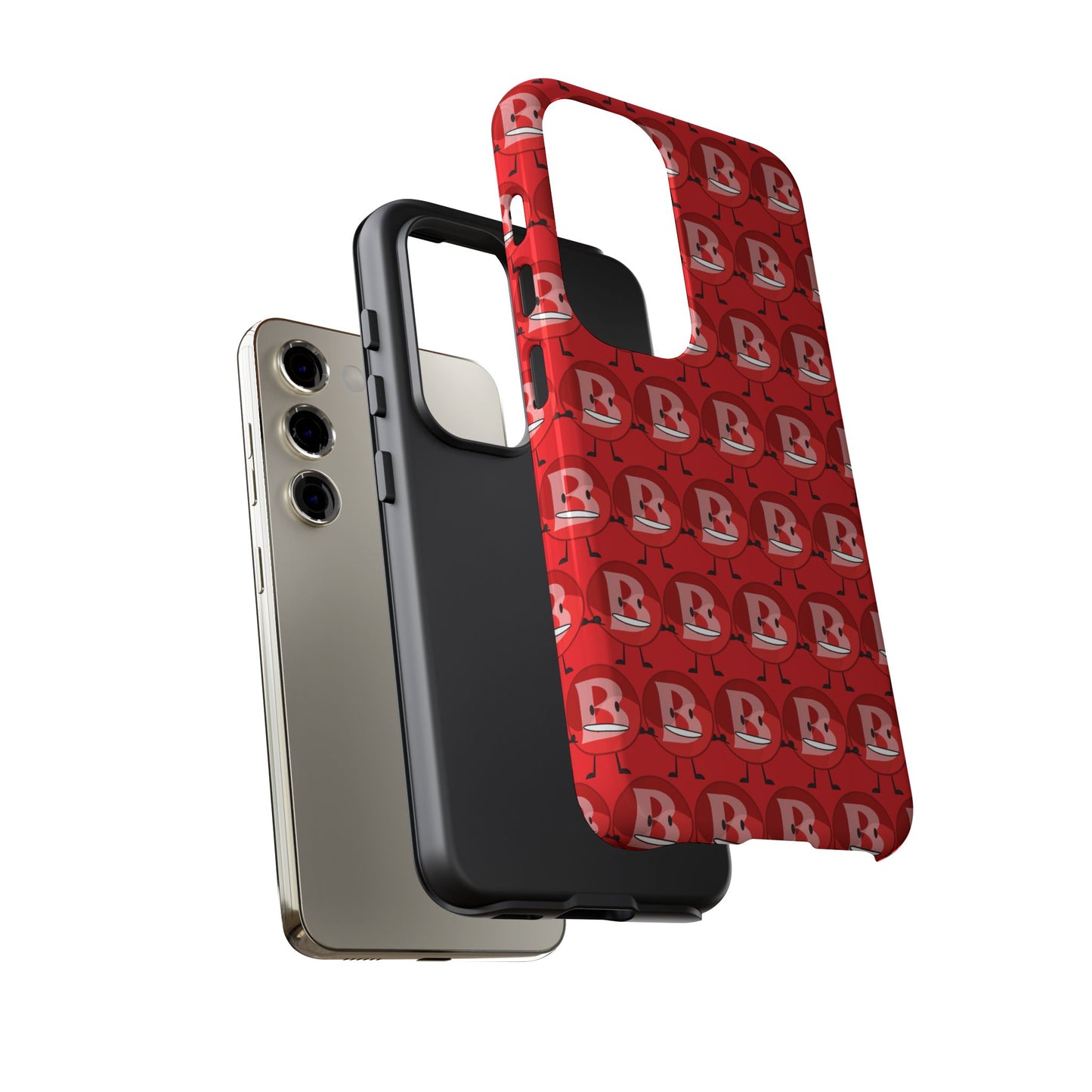Red Patterned ‘B’ Tough Phone Case — Protective Slim Case with Cute Repeating Initial Design