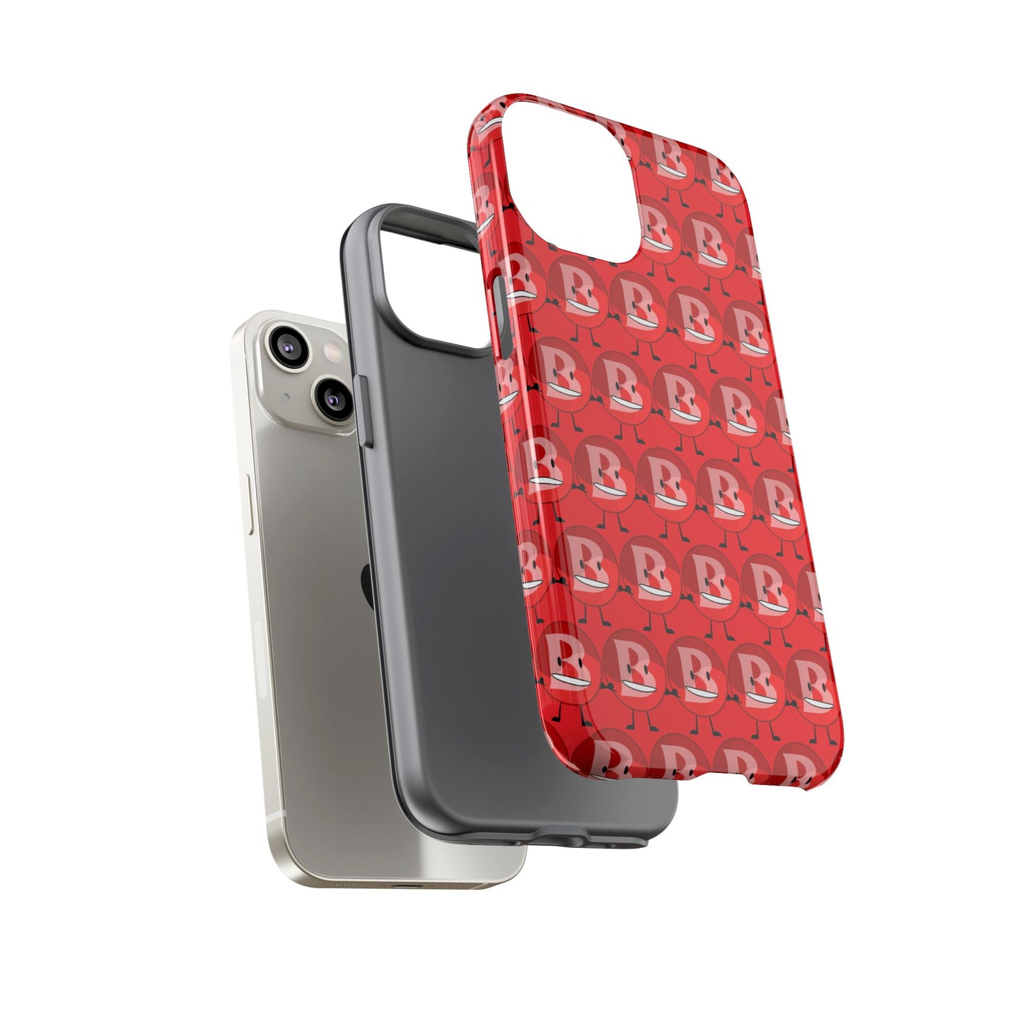 Red Patterned ‘B’ Tough Phone Case — Protective Slim Case with Cute Repeating Initial Design
