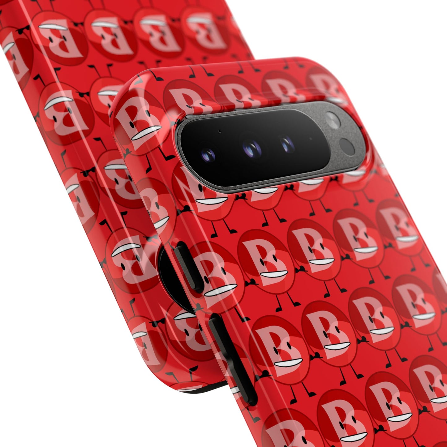Red Patterned ‘B’ Tough Phone Case — Protective Slim Case with Cute Repeating Initial Design