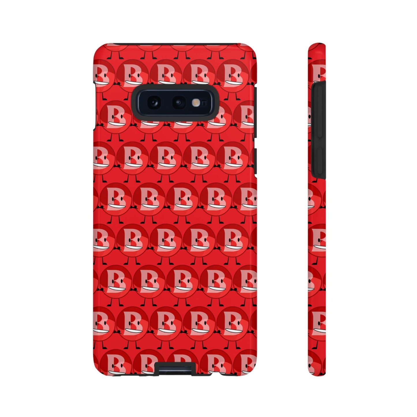 Red Patterned ‘B’ Tough Phone Case — Protective Slim Case with Cute Repeating Initial Design