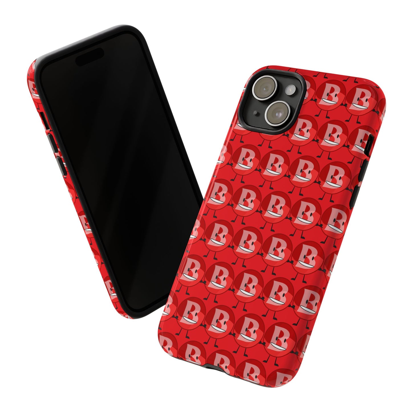 Red Patterned ‘B’ Tough Phone Case — Protective Slim Case with Cute Repeating Initial Design