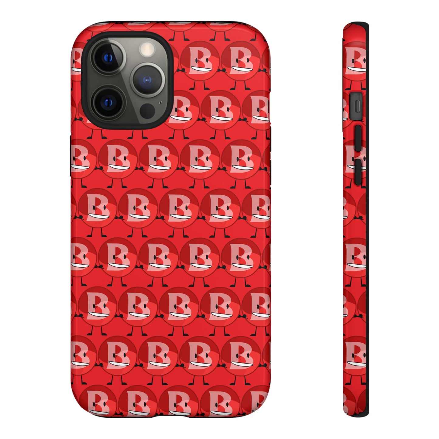 Red Patterned ‘B’ Tough Phone Case — Protective Slim Case with Cute Repeating Initial Design