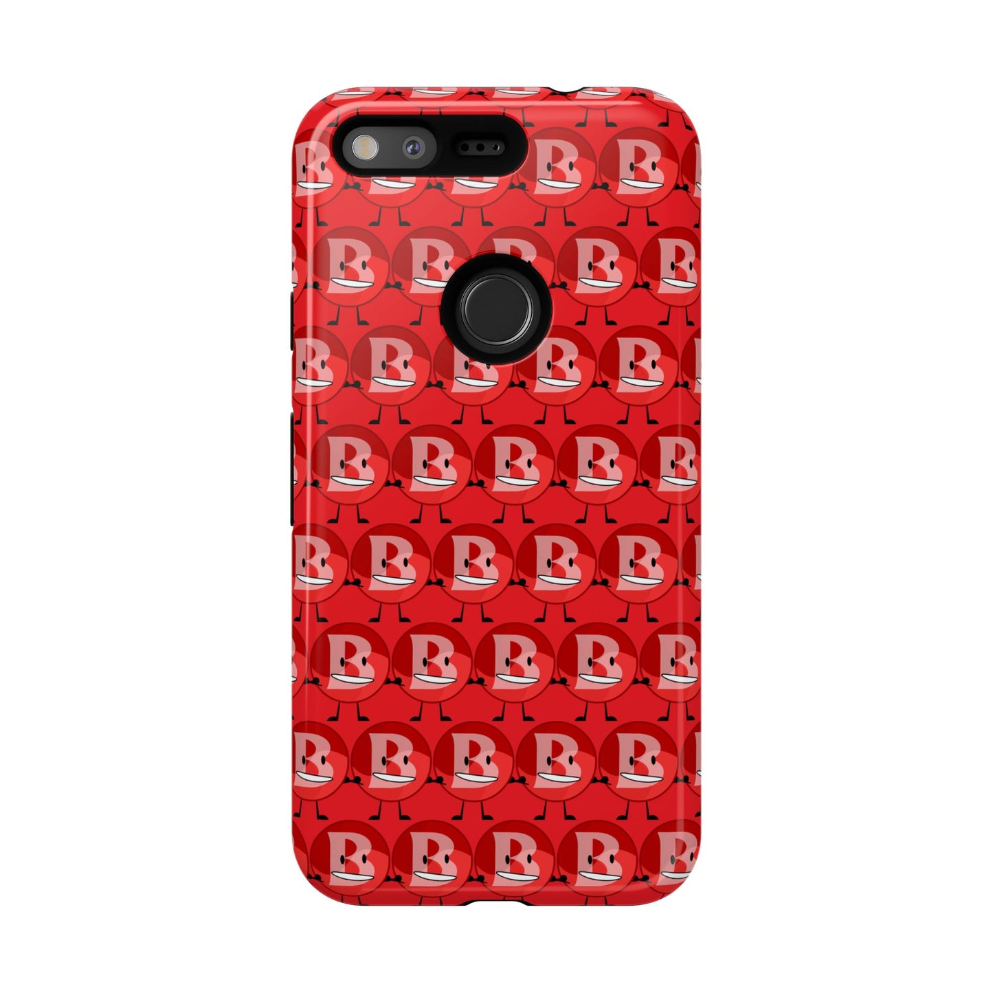 Red Patterned ‘B’ Tough Phone Case — Protective Slim Case with Cute Repeating Initial Design
