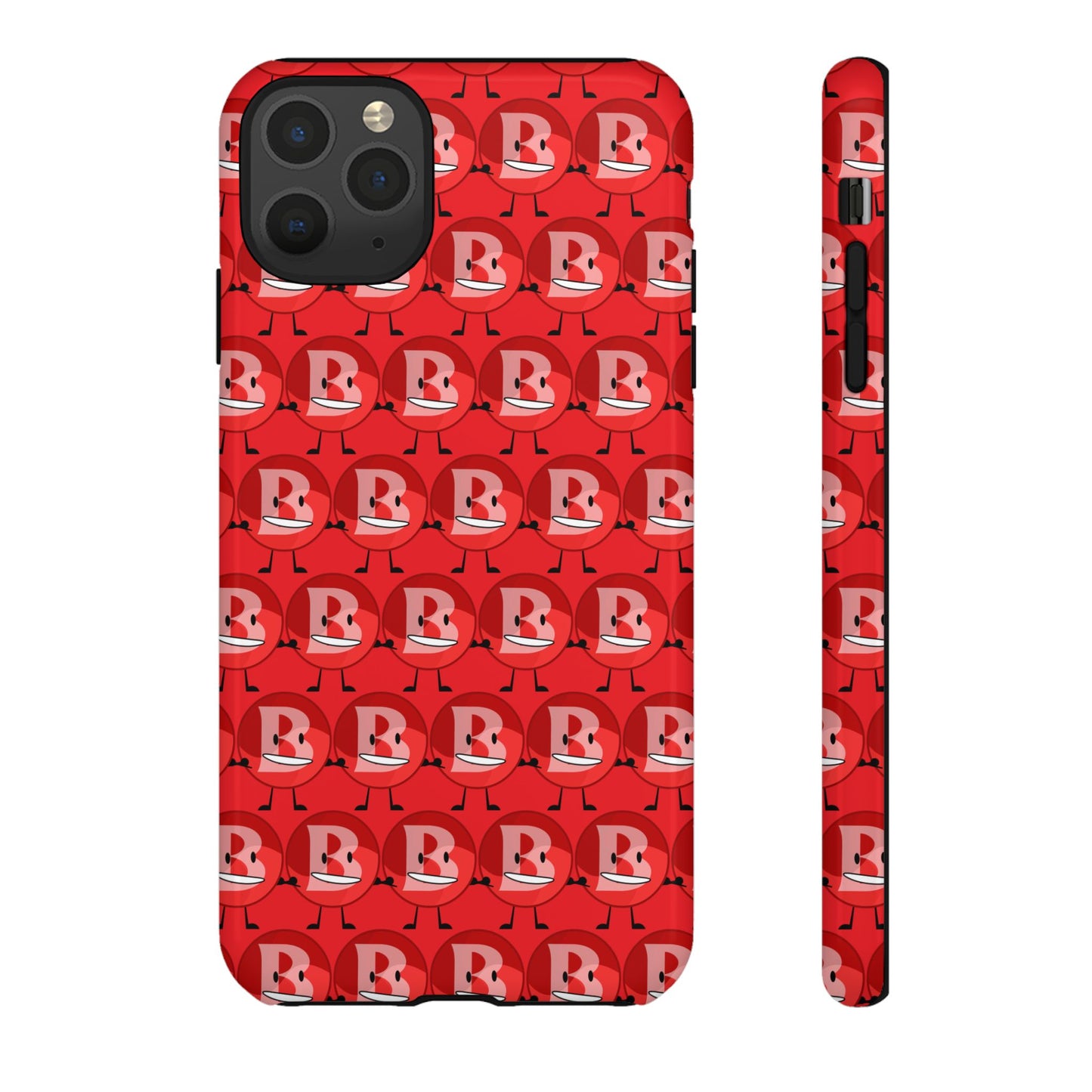 Red Patterned ‘B’ Tough Phone Case — Protective Slim Case with Cute Repeating Initial Design