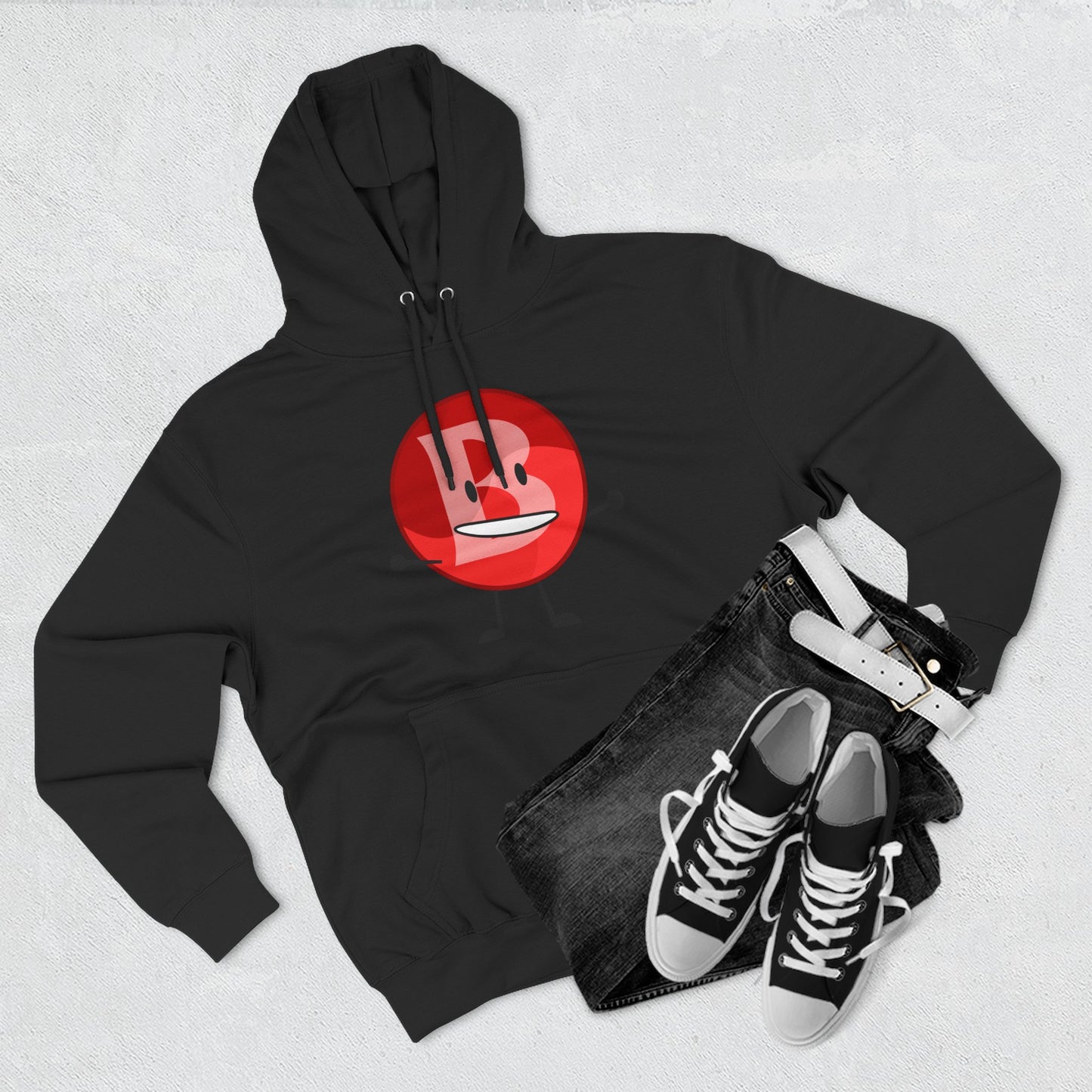 Funny Red Button Character Hoodie – "Branimator" Graphic Fleece Pullover