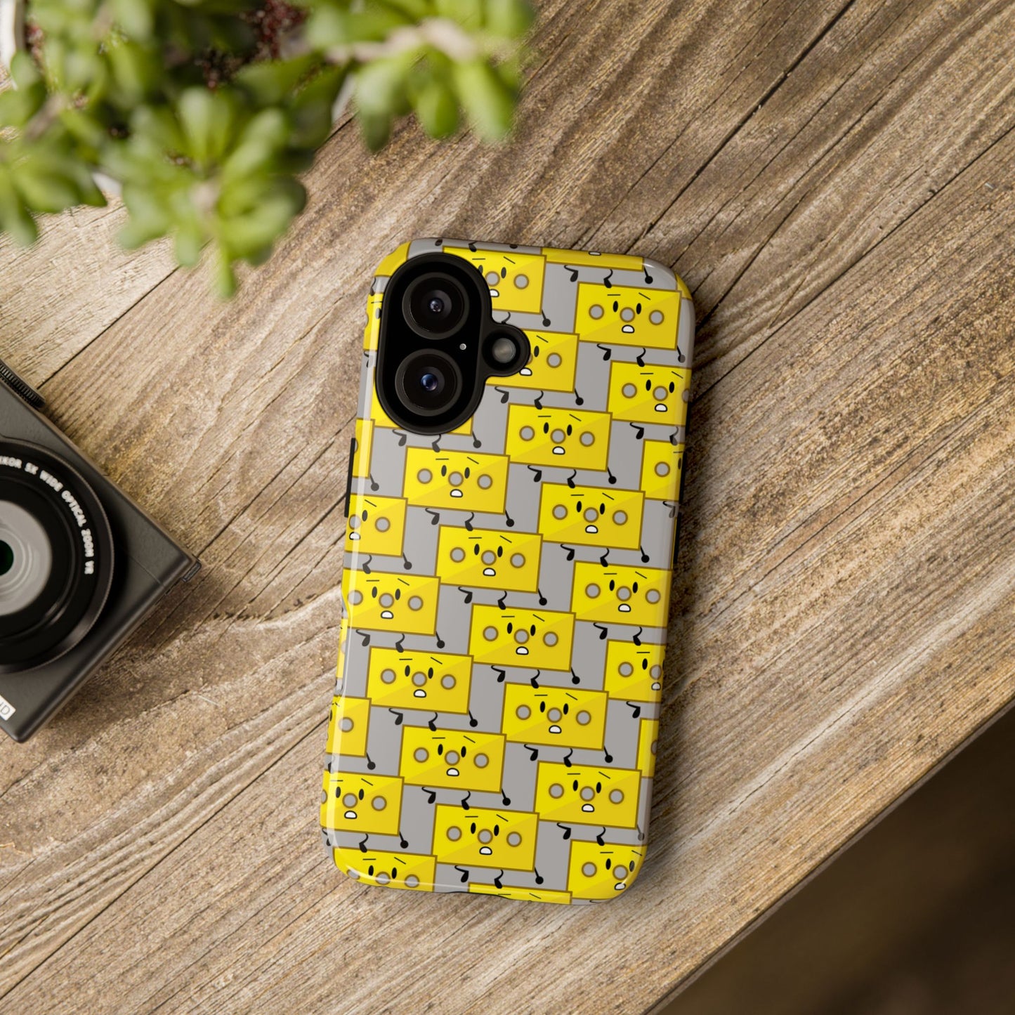Cute Yellow Brick Pattern Phone Case — Cute Face Cartoon Protective iPhone Cover