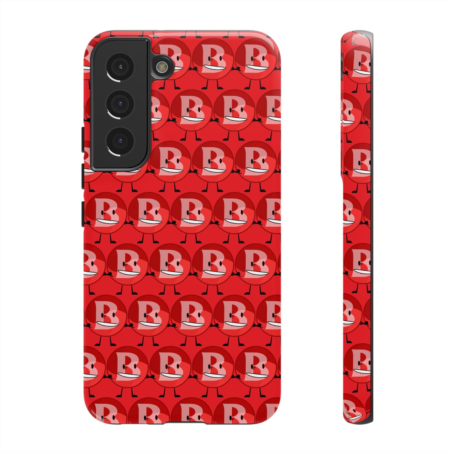 Red Patterned ‘B’ Tough Phone Case — Protective Slim Case with Cute Repeating Initial Design