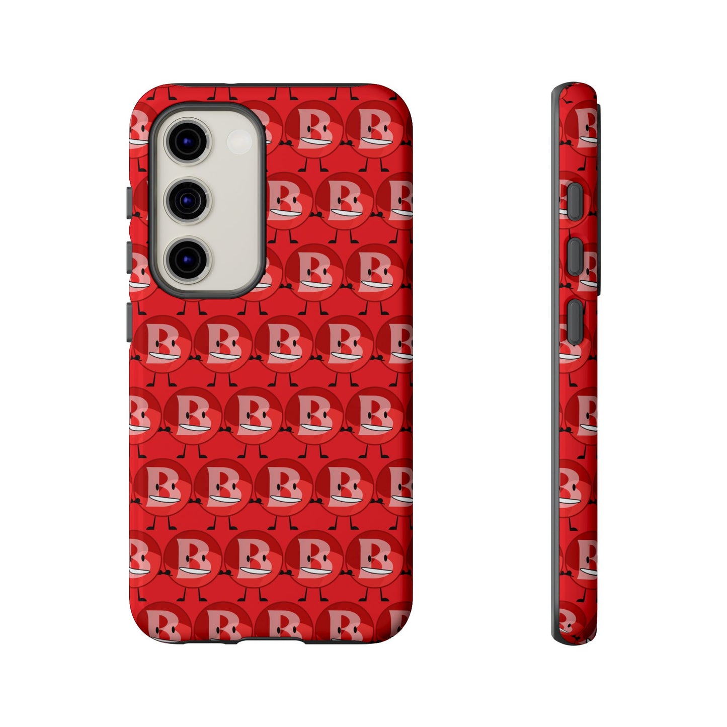 Red Patterned ‘B’ Tough Phone Case — Protective Slim Case with Cute Repeating Initial Design
