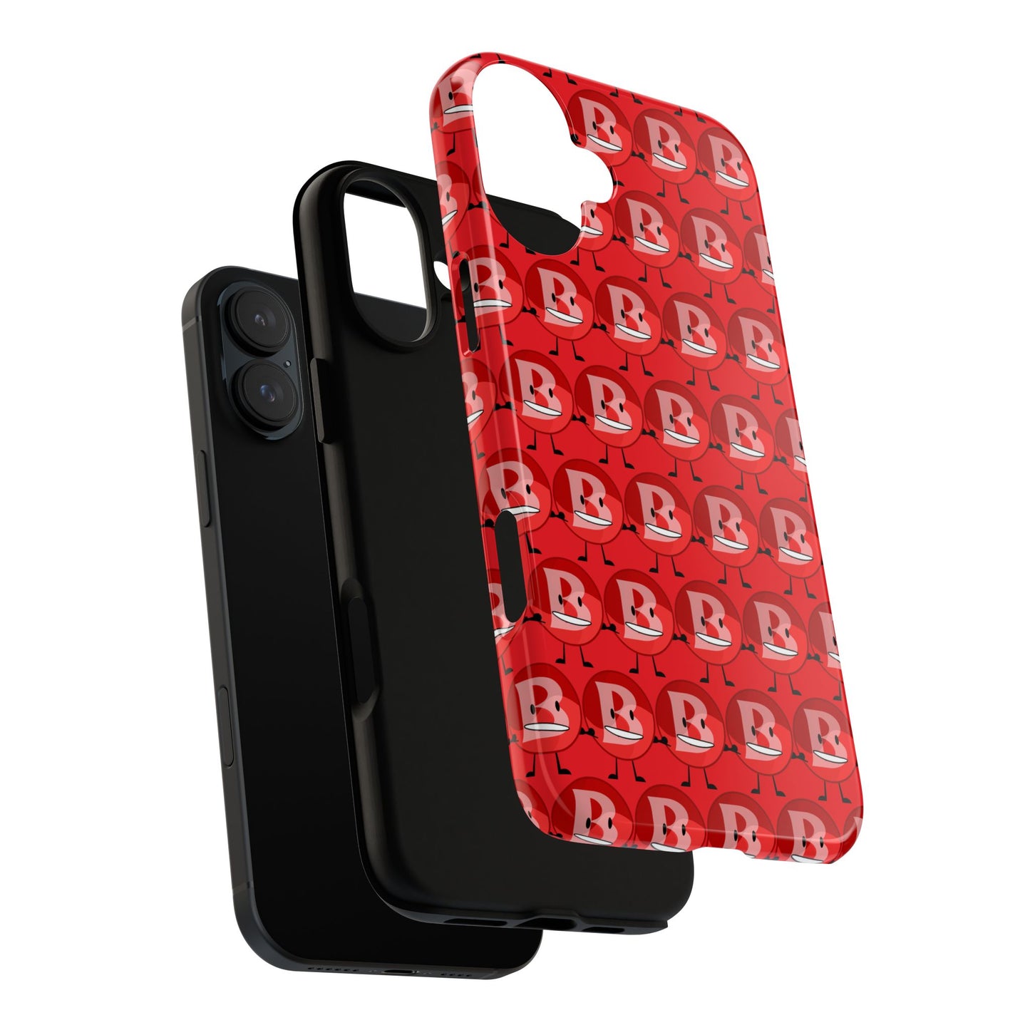 Red Patterned ‘B’ Tough Phone Case — Protective Slim Case with Cute Repeating Initial Design