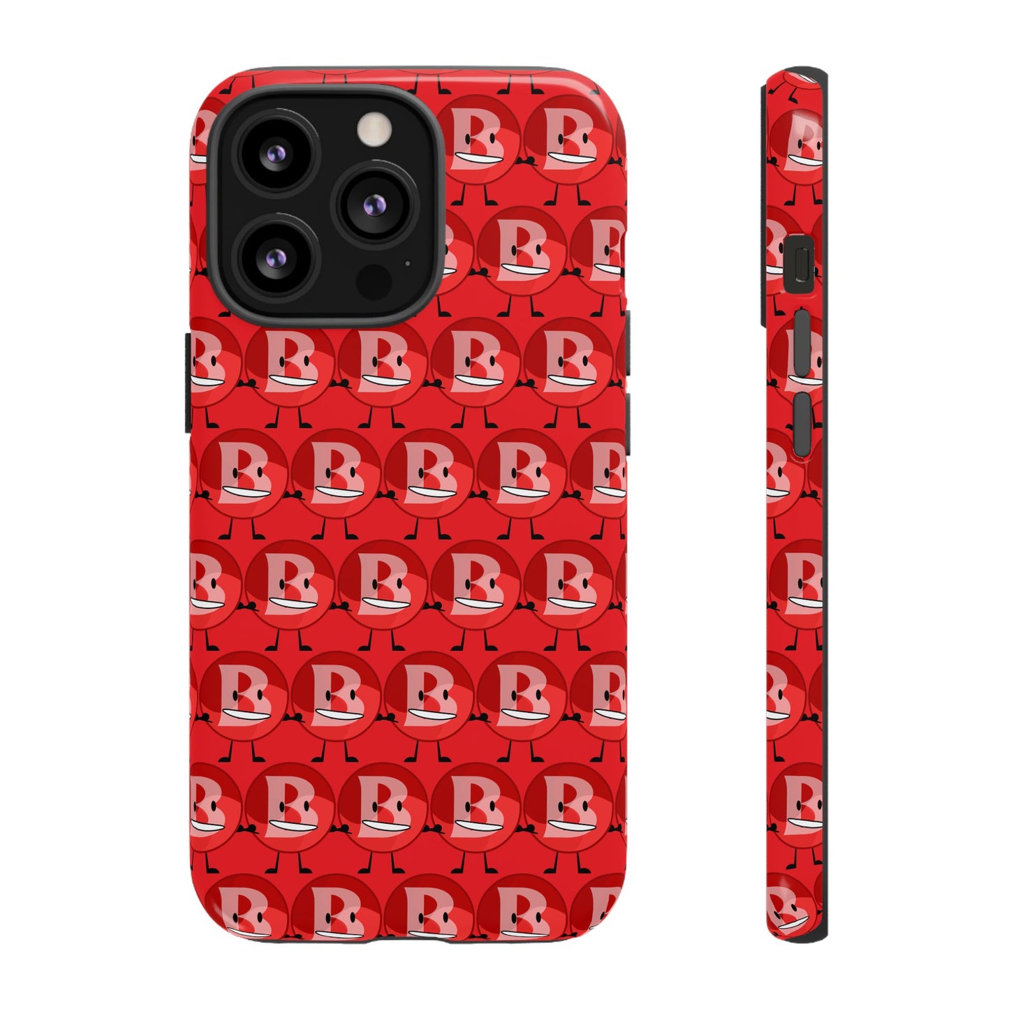 Red Patterned ‘B’ Tough Phone Case — Protective Slim Case with Cute Repeating Initial Design