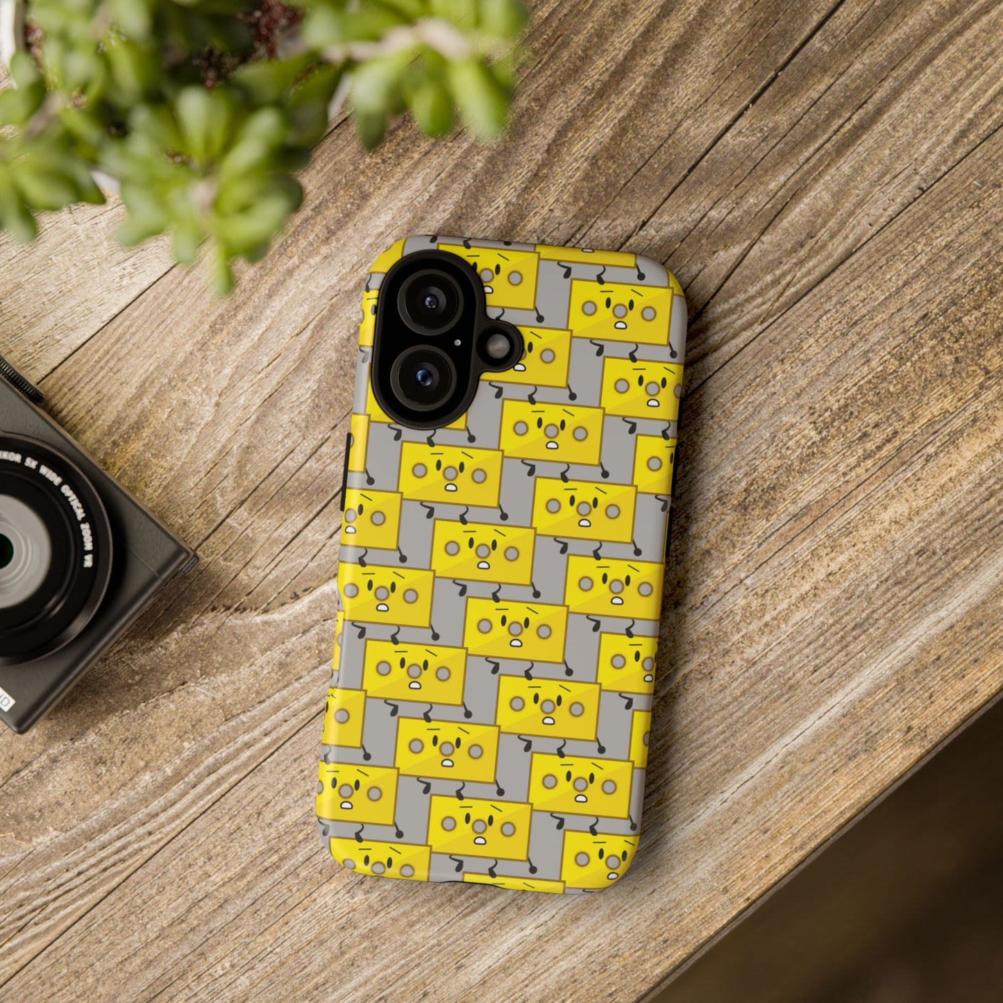 Cute Yellow Brick Pattern Phone Case — Cute Face Cartoon Protective iPhone Cover