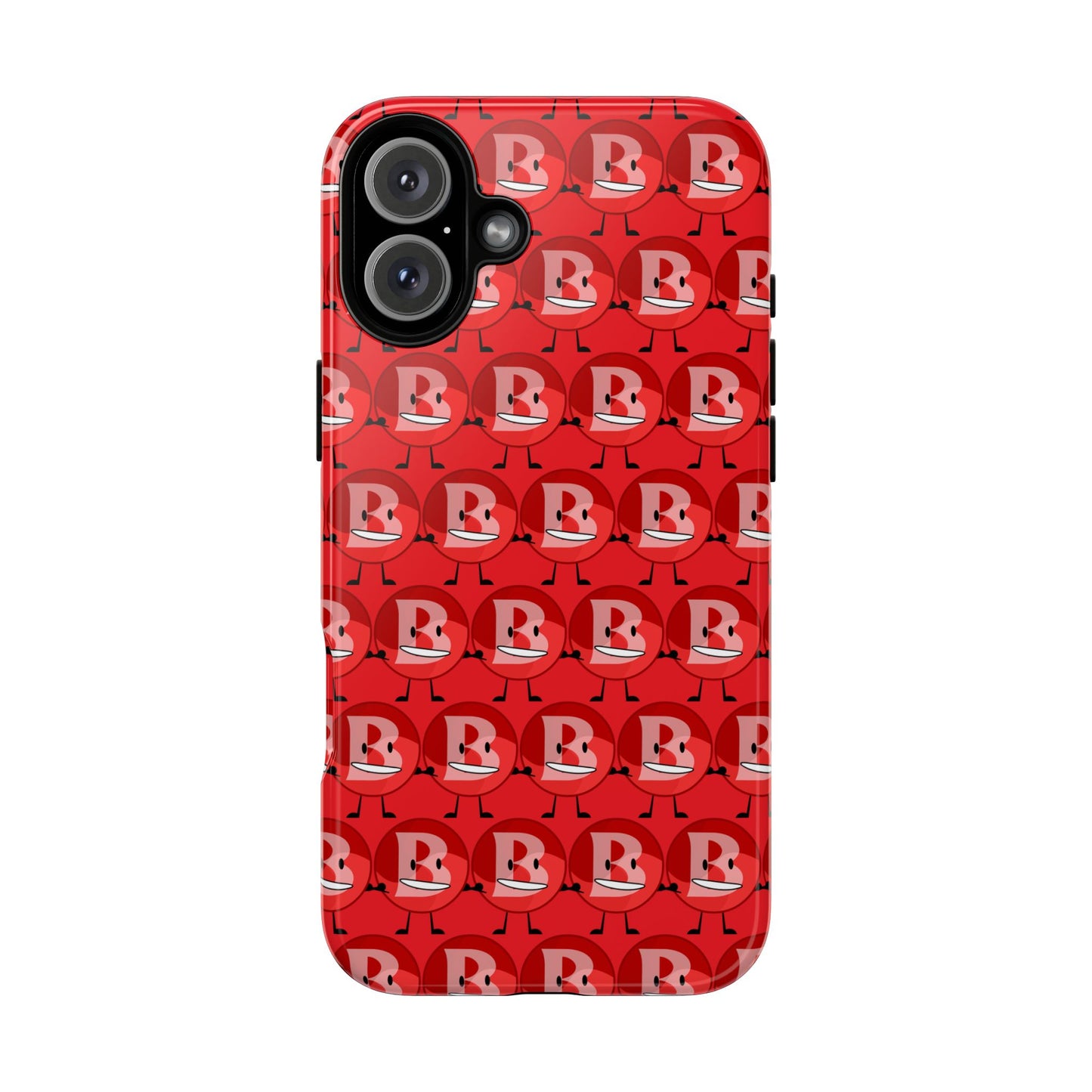 Red Patterned ‘B’ Tough Phone Case — Protective Slim Case with Cute Repeating Initial Design