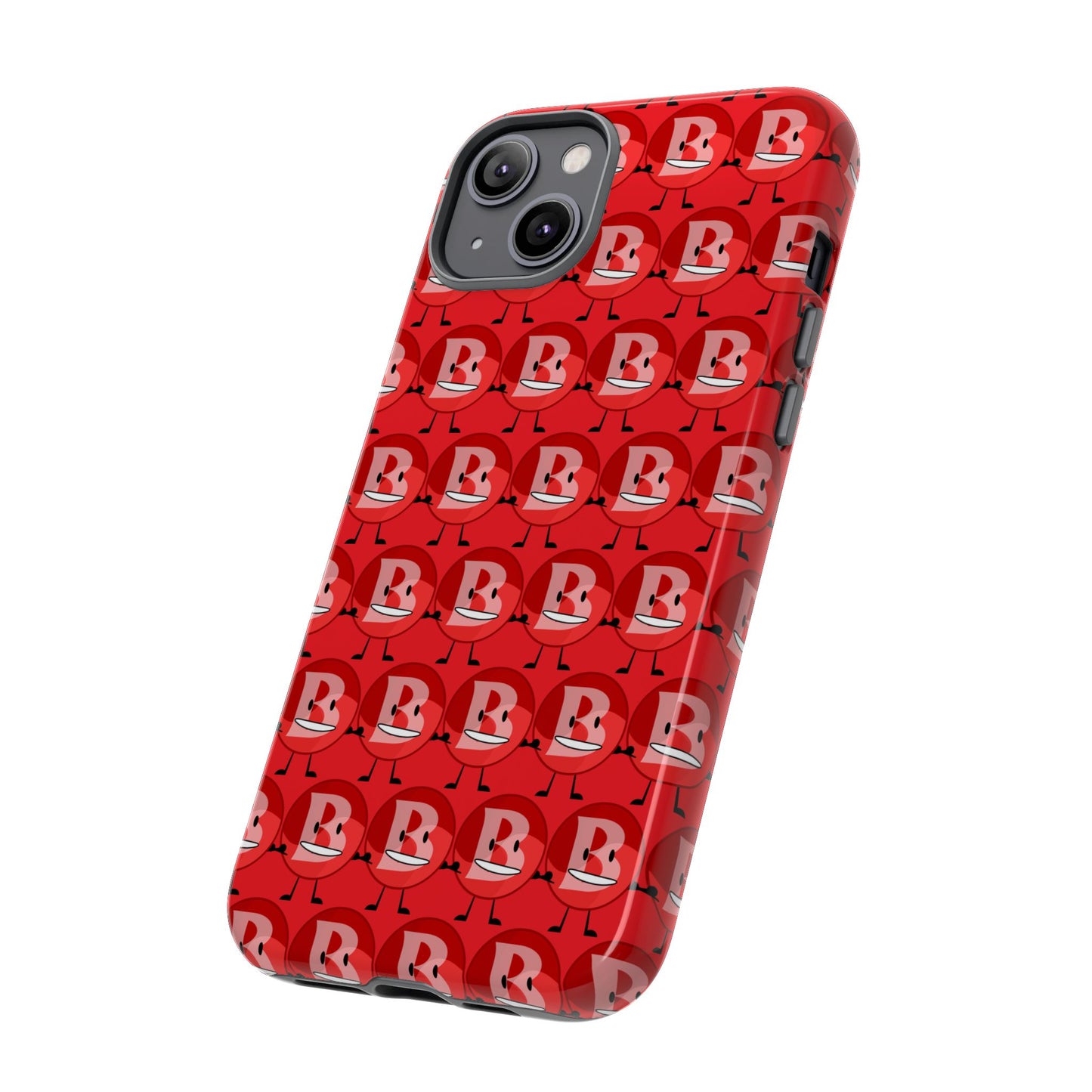 Red Patterned ‘B’ Tough Phone Case — Protective Slim Case with Cute Repeating Initial Design