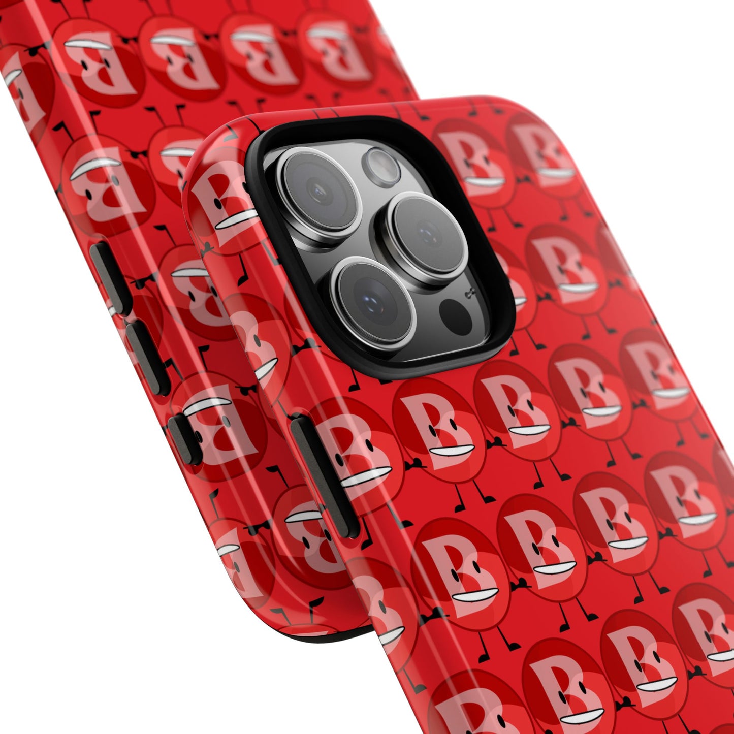Red Patterned ‘B’ Tough Phone Case — Protective Slim Case with Cute Repeating Initial Design