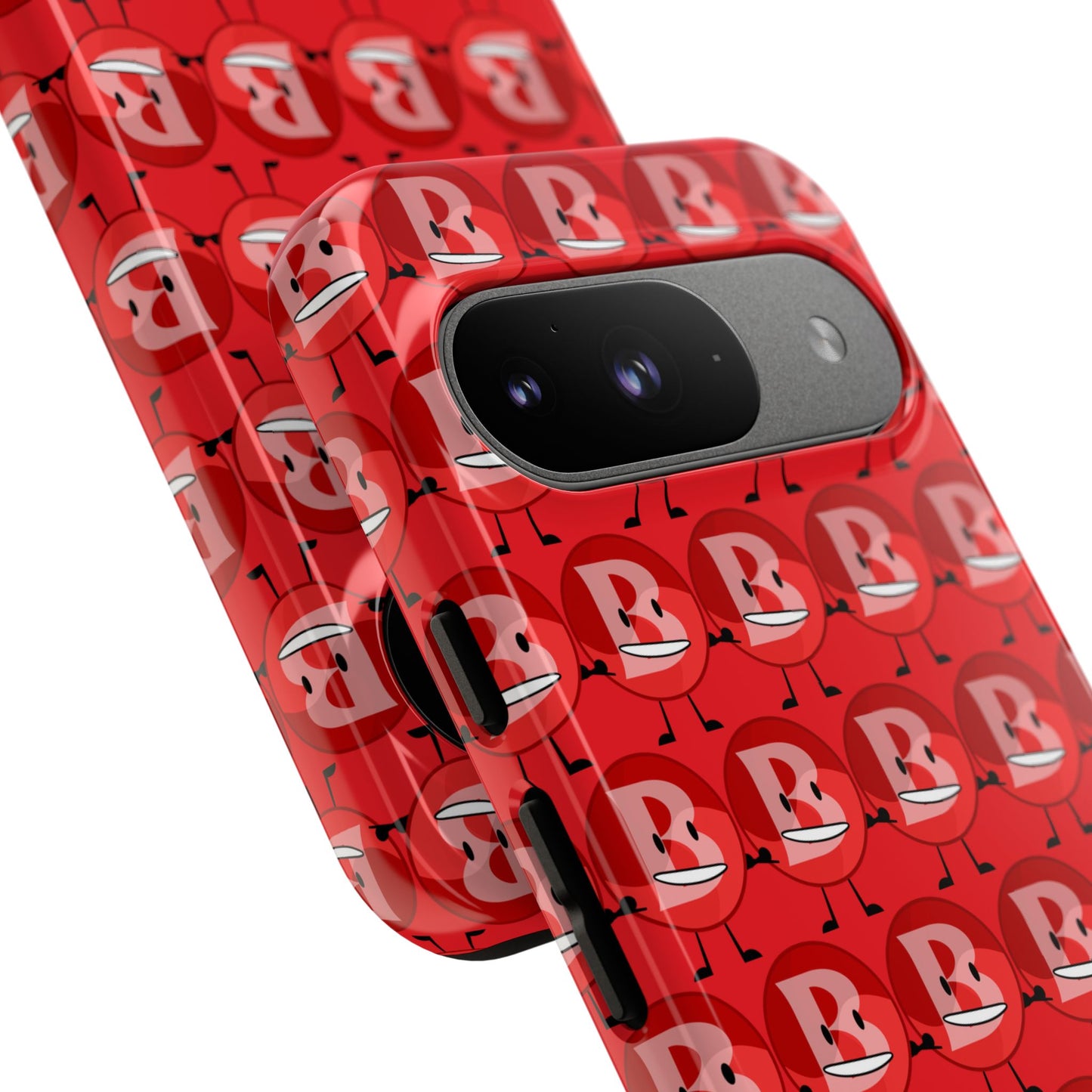 Red Patterned ‘B’ Tough Phone Case — Protective Slim Case with Cute Repeating Initial Design