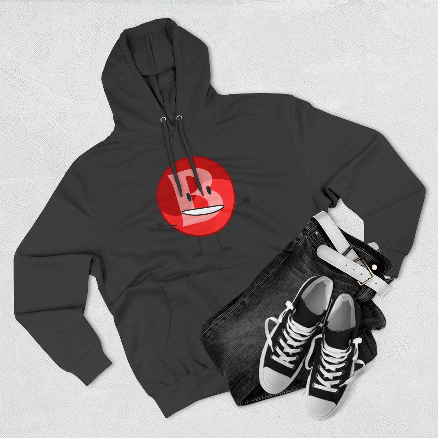 Funny Red Button Character Hoodie – "Branimator" Graphic Fleece Pullover