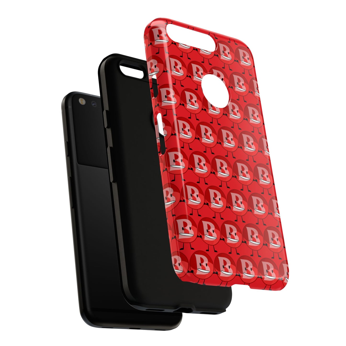 Red Patterned ‘B’ Tough Phone Case — Protective Slim Case with Cute Repeating Initial Design