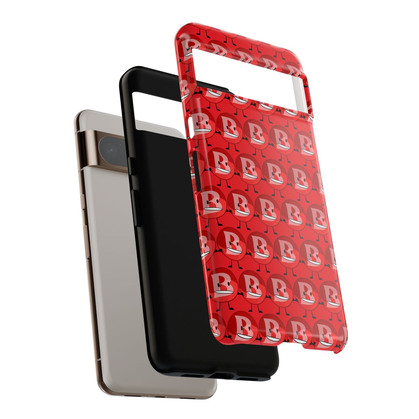 Red Patterned ‘B’ Tough Phone Case — Protective Slim Case with Cute Repeating Initial Design