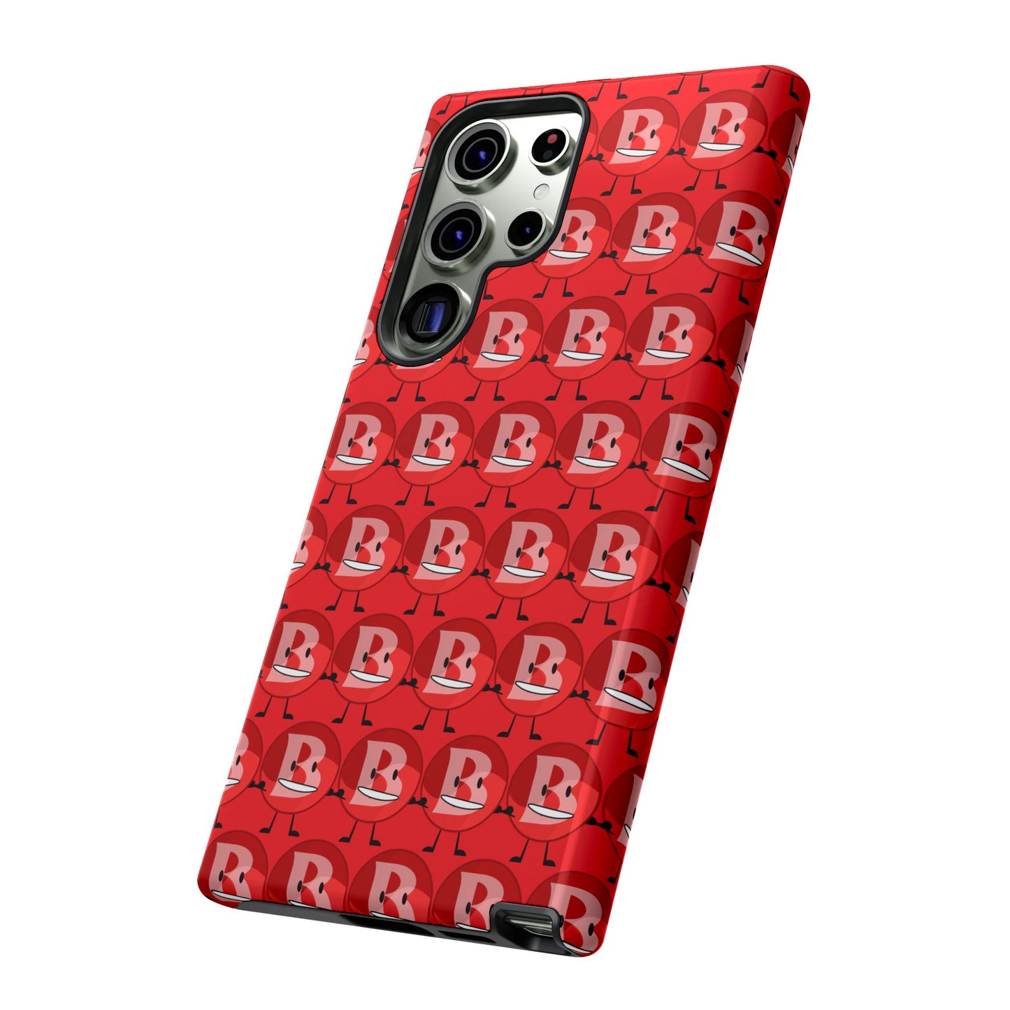 Red Patterned ‘B’ Tough Phone Case — Protective Slim Case with Cute Repeating Initial Design