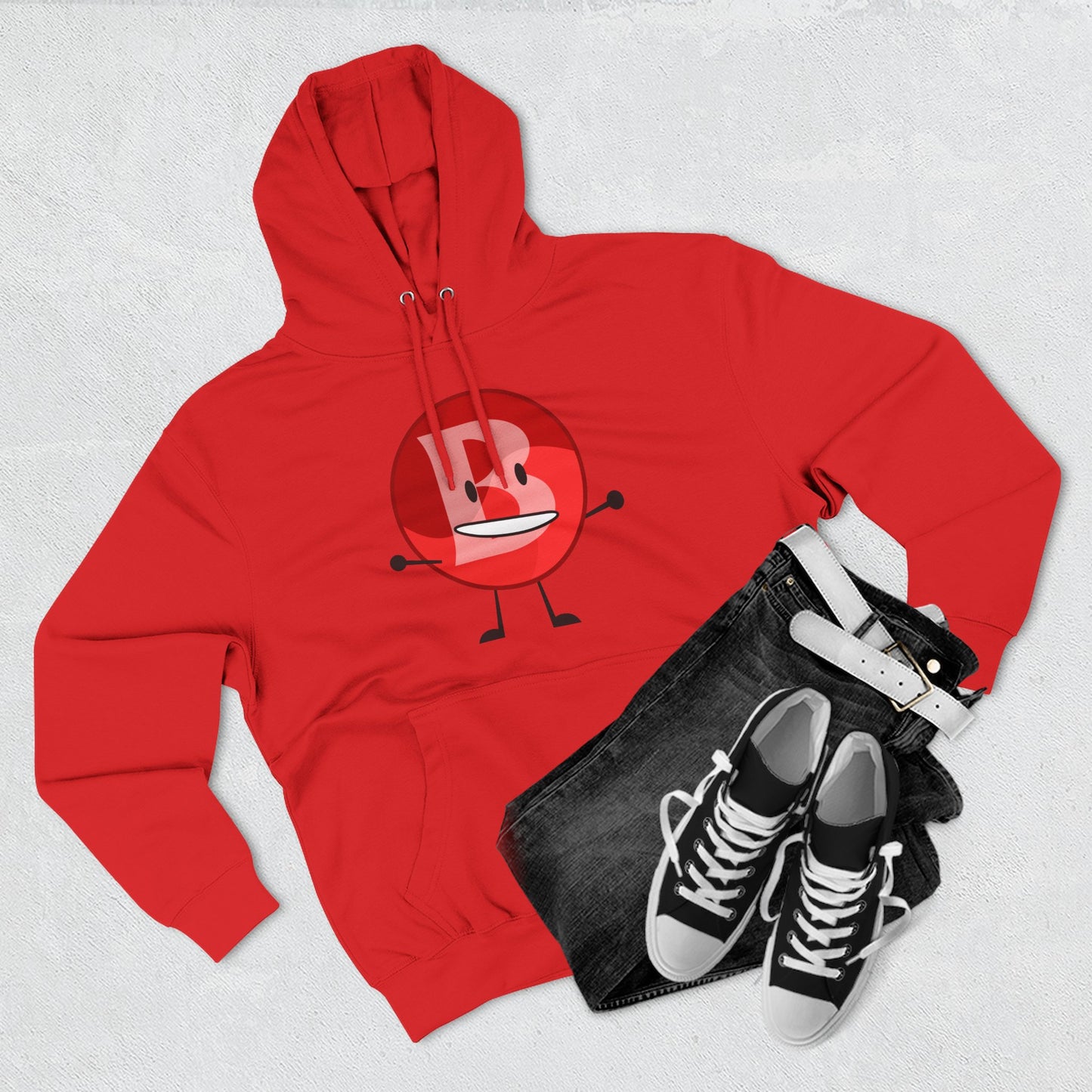 Funny Red Button Character Hoodie – "Branimator" Graphic Fleece Pullover