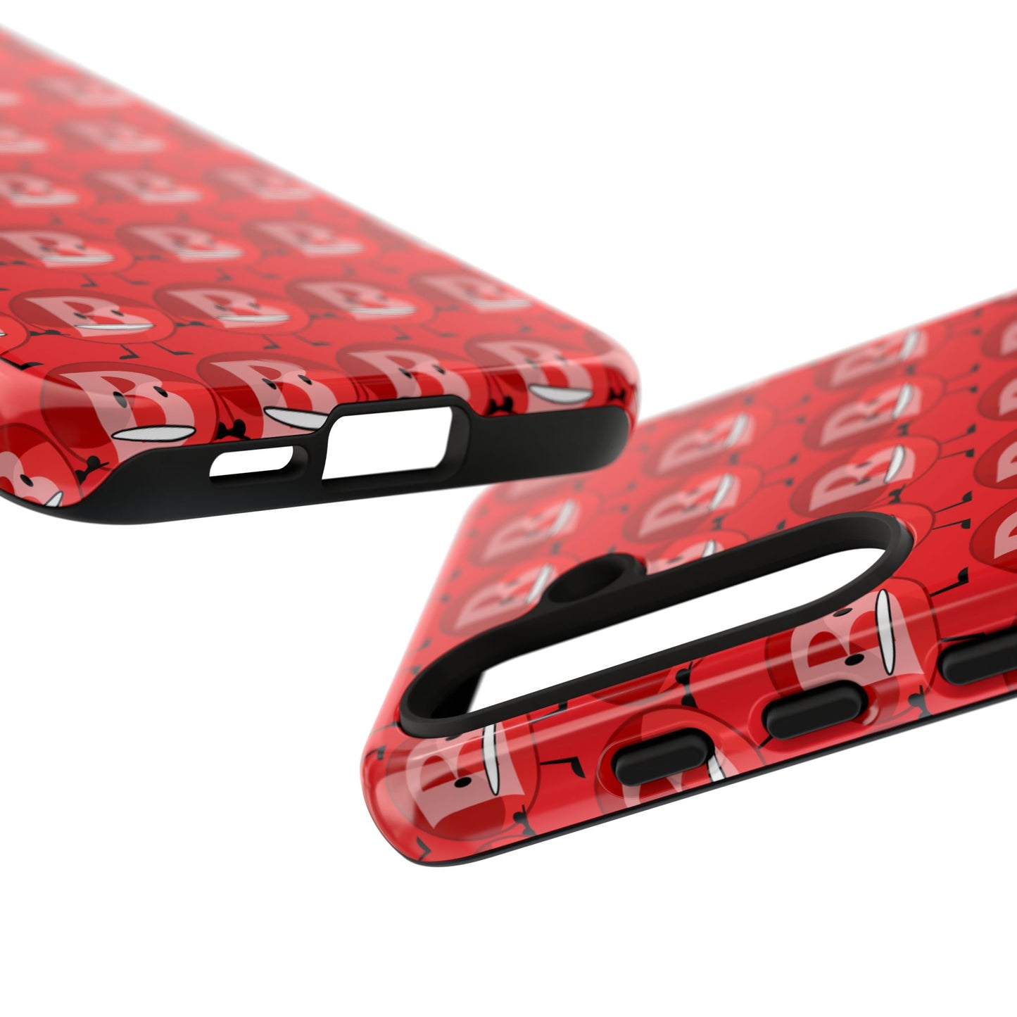 Red Patterned ‘B’ Tough Phone Case — Protective Slim Case with Cute Repeating Initial Design