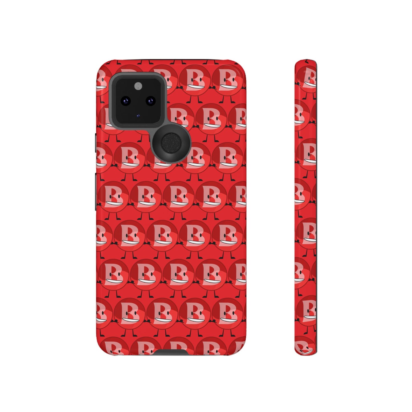 Red Patterned ‘B’ Tough Phone Case — Protective Slim Case with Cute Repeating Initial Design