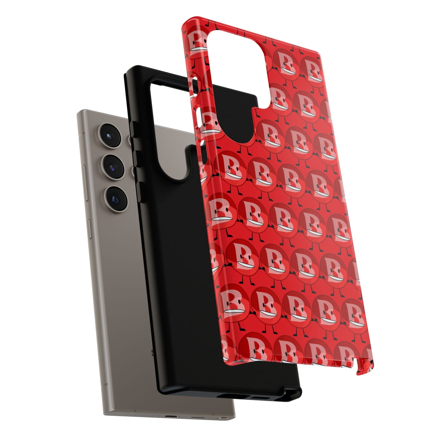Red Patterned ‘B’ Tough Phone Case — Protective Slim Case with Cute Repeating Initial Design