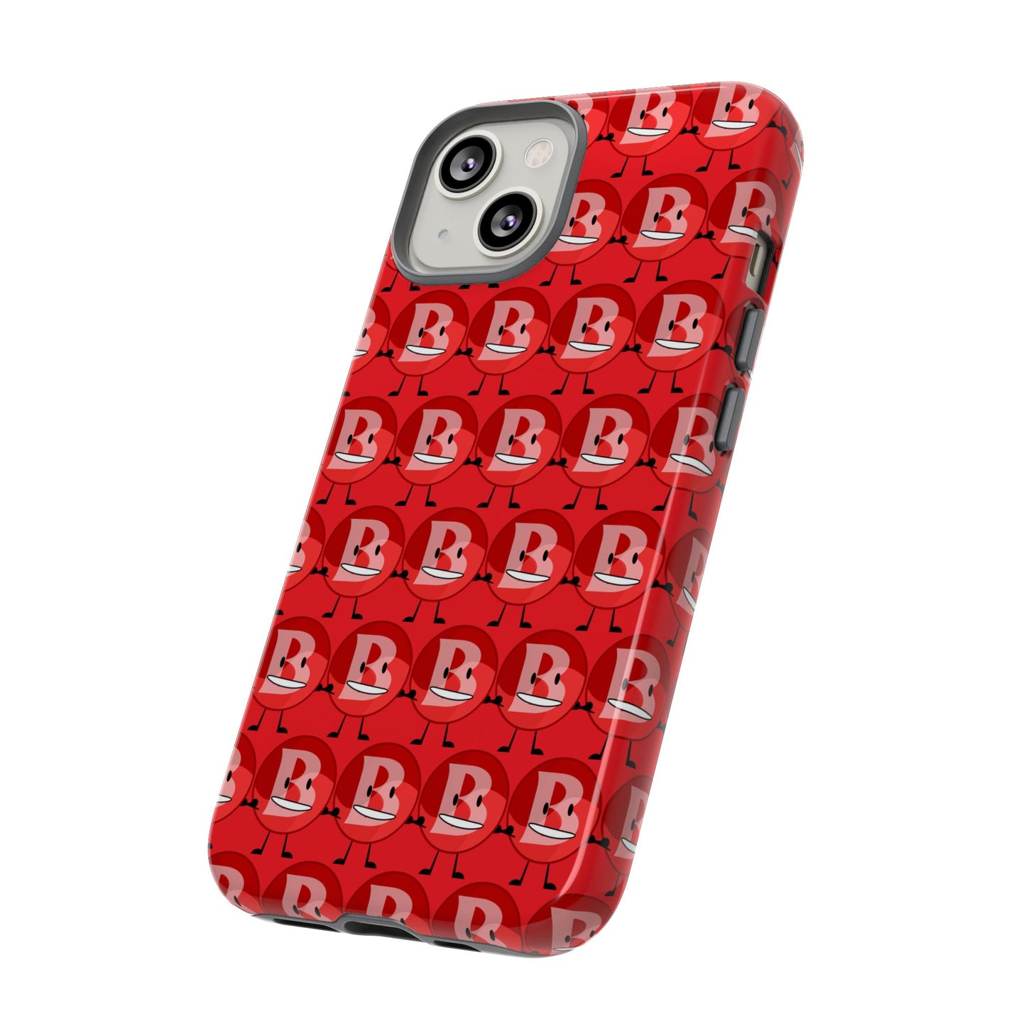 Red Patterned ‘B’ Tough Phone Case — Protective Slim Case with Cute Repeating Initial Design