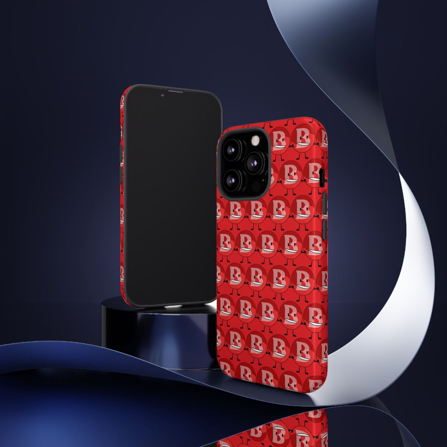 Red Patterned ‘B’ Tough Phone Case — Protective Slim Case with Cute Repeating Initial Design