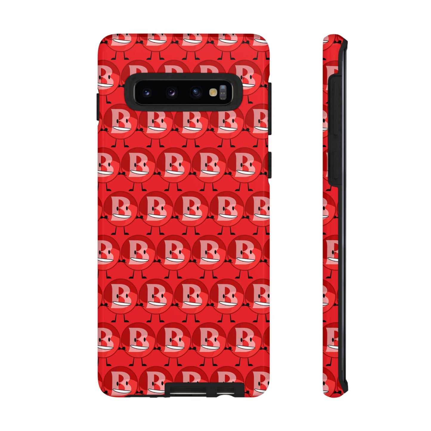 Red Patterned ‘B’ Tough Phone Case — Protective Slim Case with Cute Repeating Initial Design