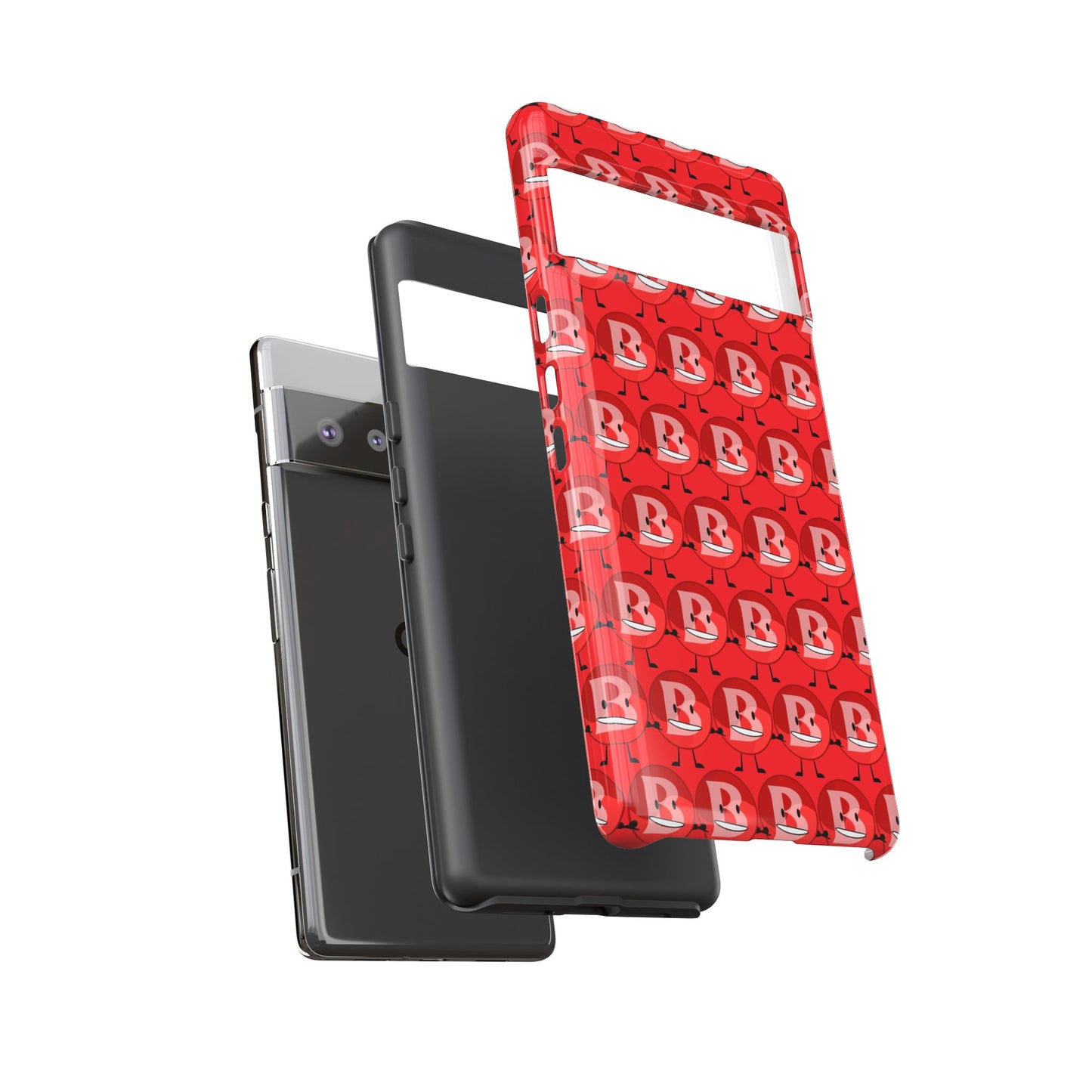 Red Patterned ‘B’ Tough Phone Case — Protective Slim Case with Cute Repeating Initial Design