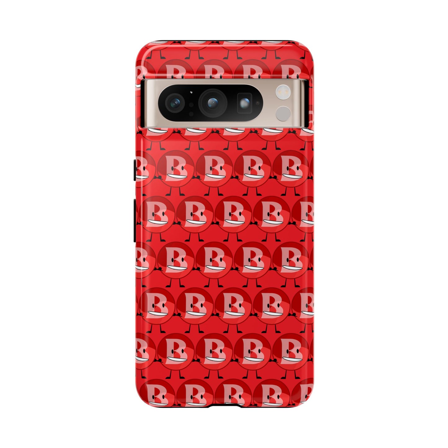 Red Patterned ‘B’ Tough Phone Case — Protective Slim Case with Cute Repeating Initial Design