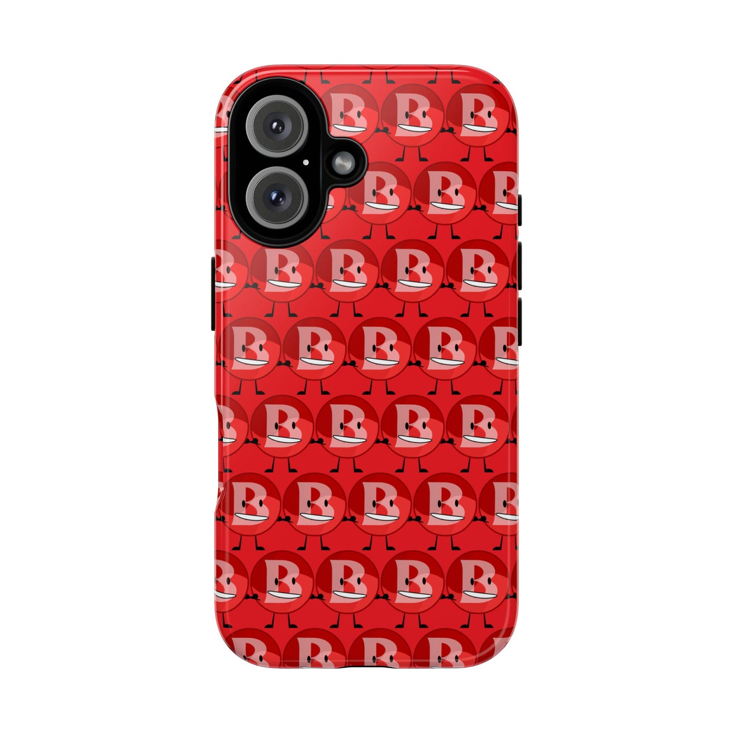 Red Patterned ‘B’ Tough Phone Case — Protective Slim Case with Cute Repeating Initial Design