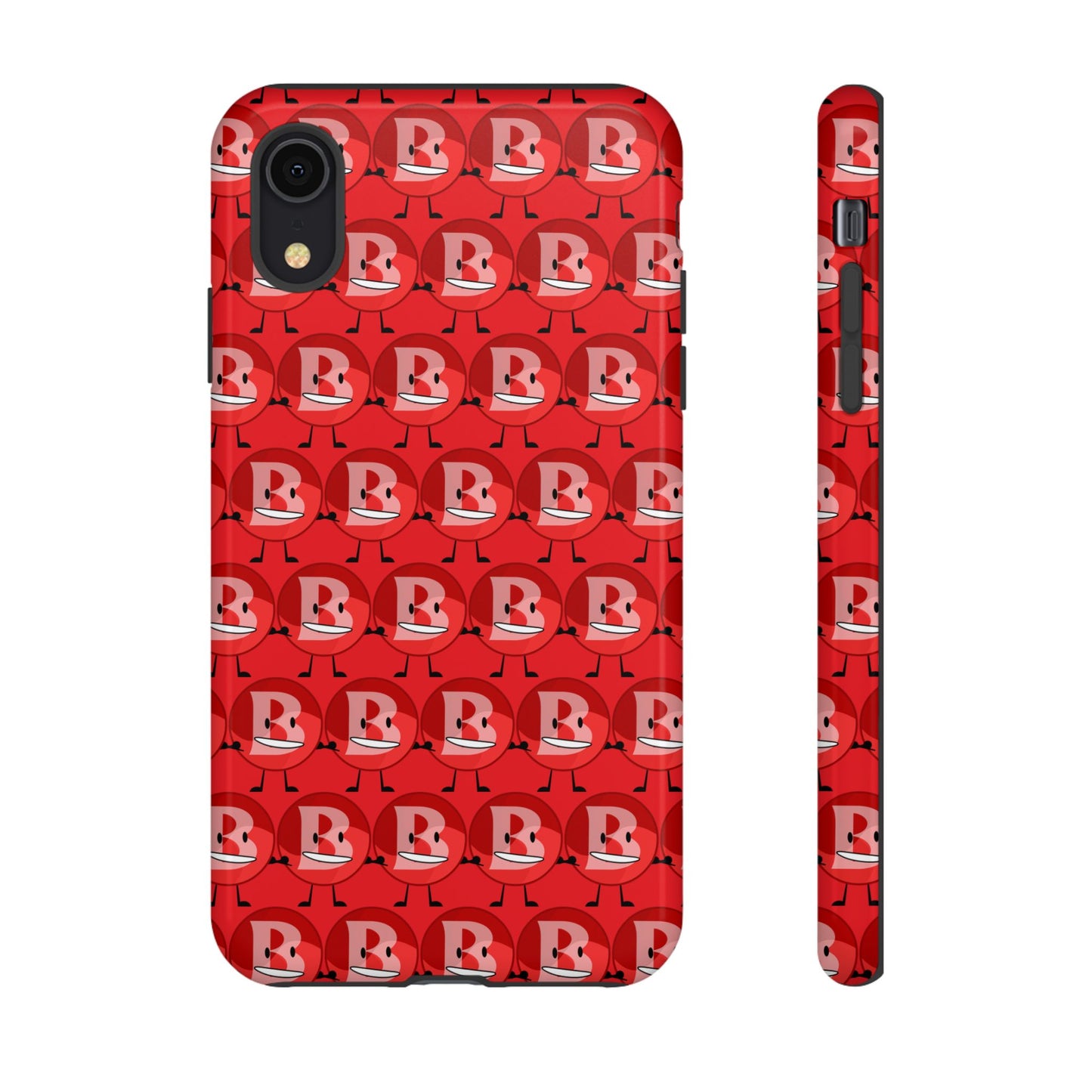 Red Patterned ‘B’ Tough Phone Case — Protective Slim Case with Cute Repeating Initial Design