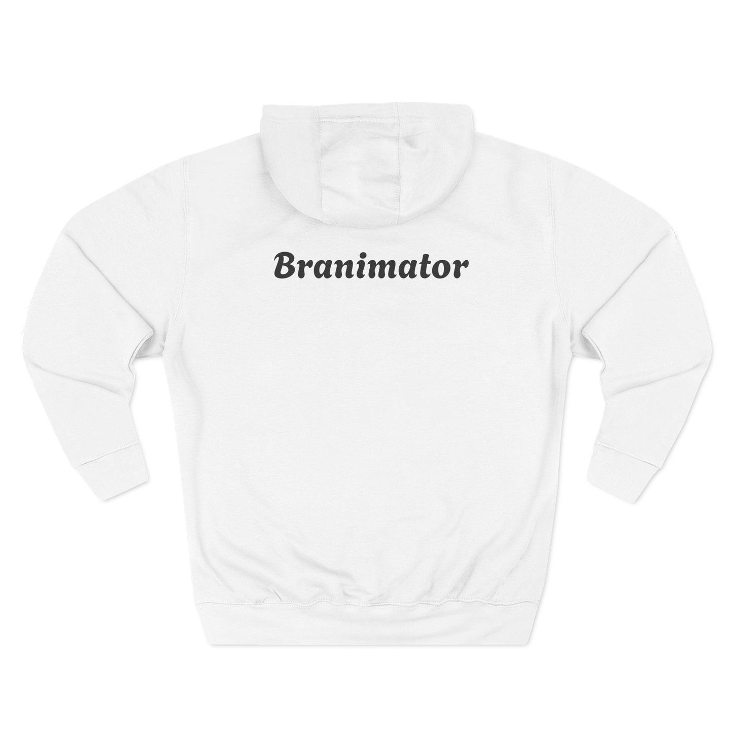 Funny Red Button Character Hoodie – "Branimator" Graphic Fleece Pullover