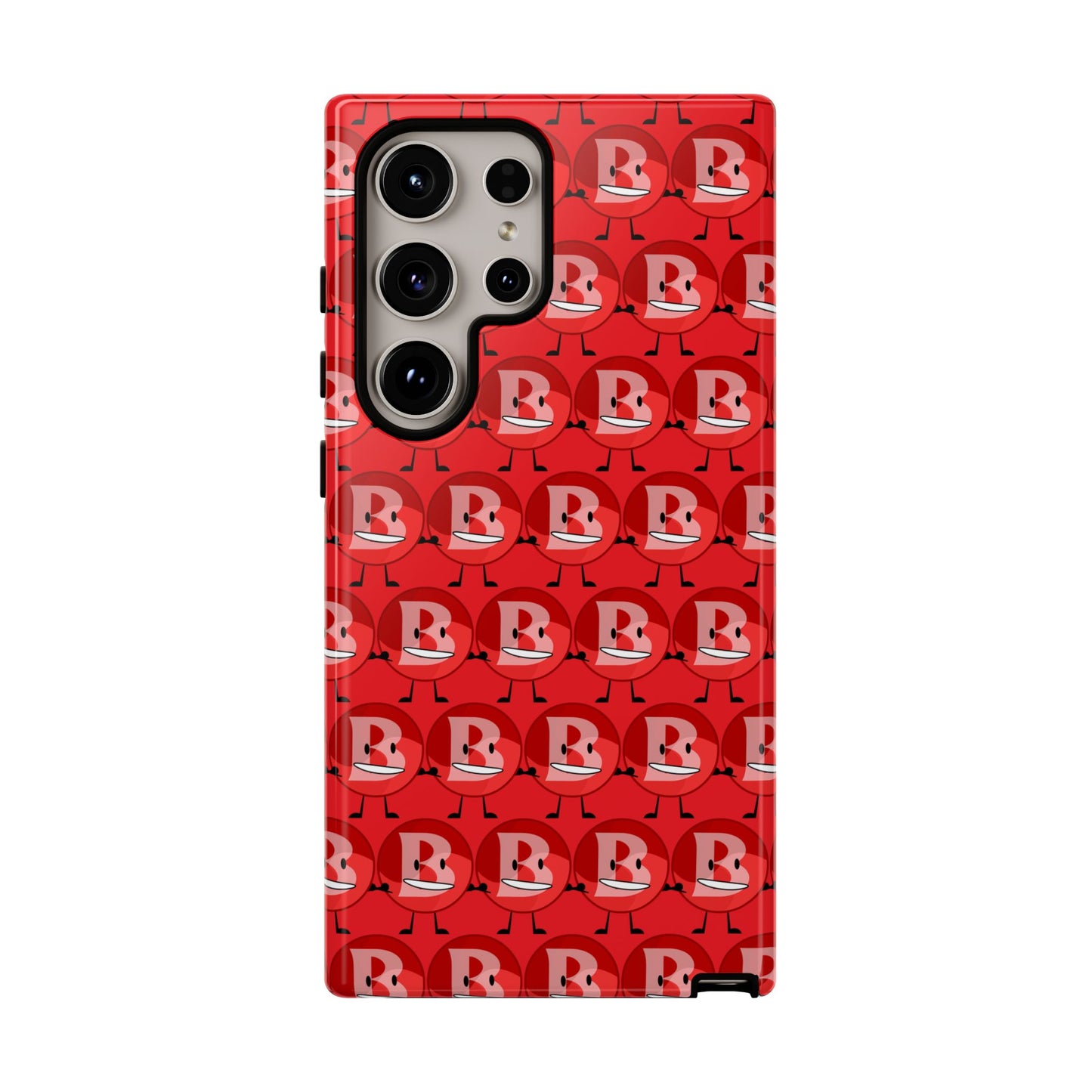 Red Patterned ‘B’ Tough Phone Case — Protective Slim Case with Cute Repeating Initial Design
