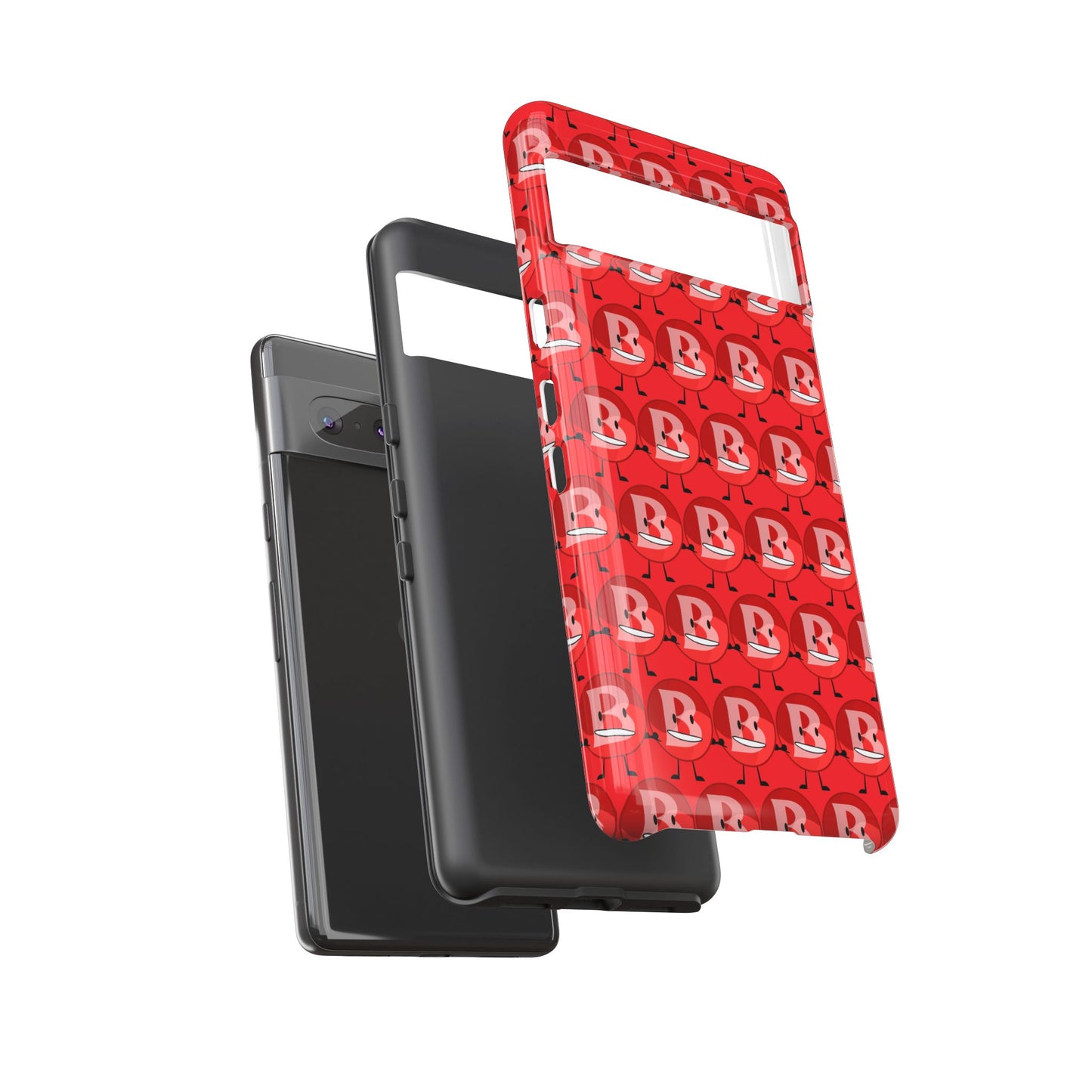 Red Patterned ‘B’ Tough Phone Case — Protective Slim Case with Cute Repeating Initial Design