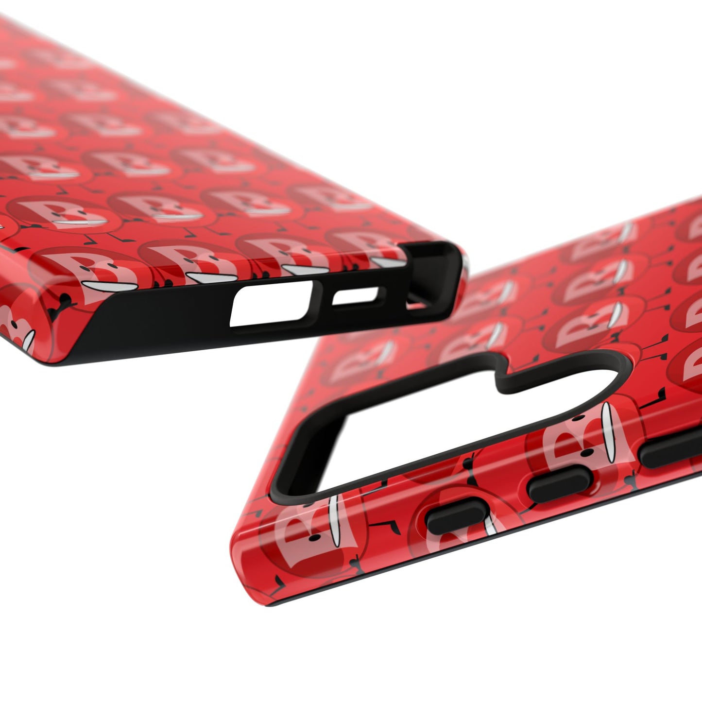 Red Patterned ‘B’ Tough Phone Case — Protective Slim Case with Cute Repeating Initial Design